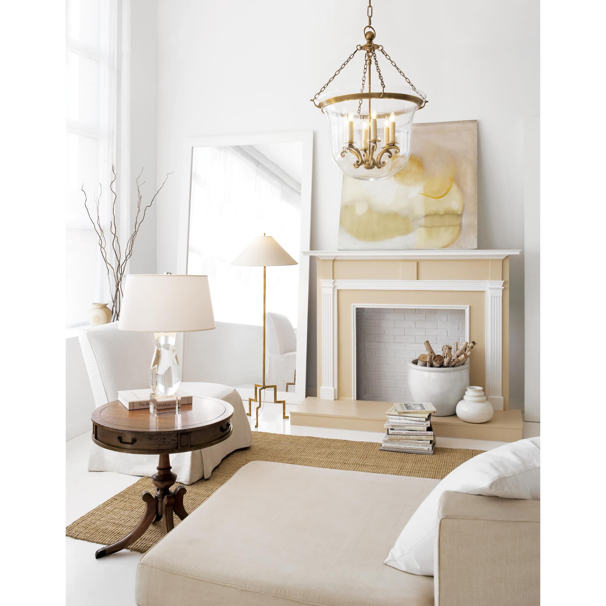 Shown in Antique-Burnished Brass finish and Clear glass