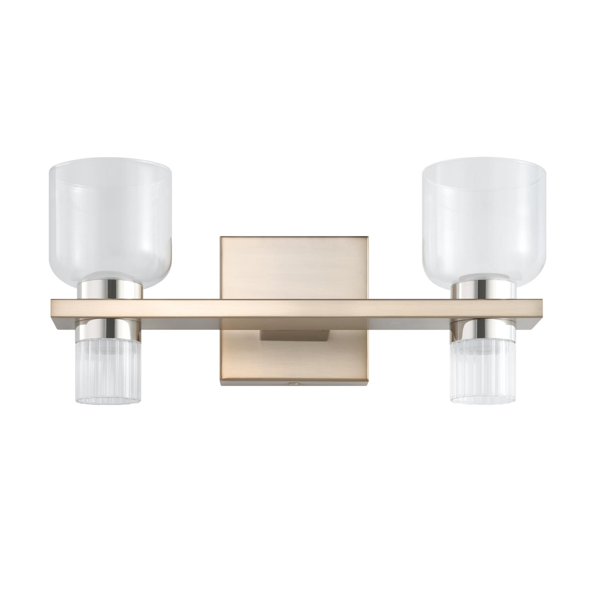 Shown in Champagne Gold finish and Clear, Clear Ribbed glass