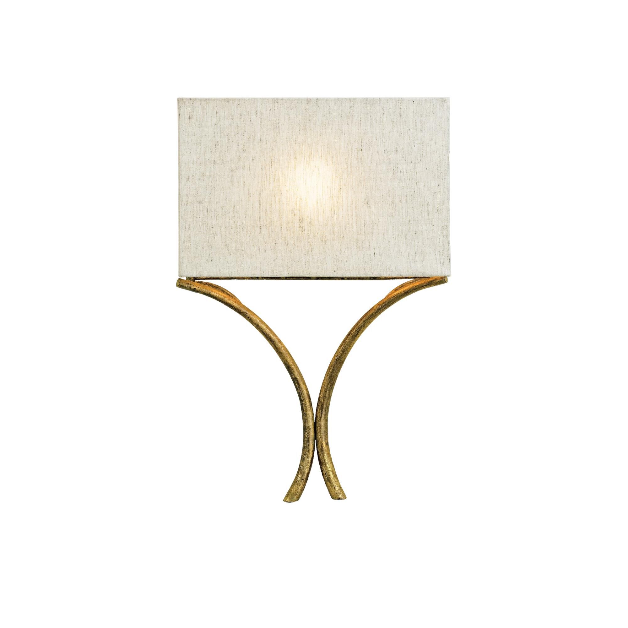 Shown in French Gold Leaf finish and Natural Linen shade