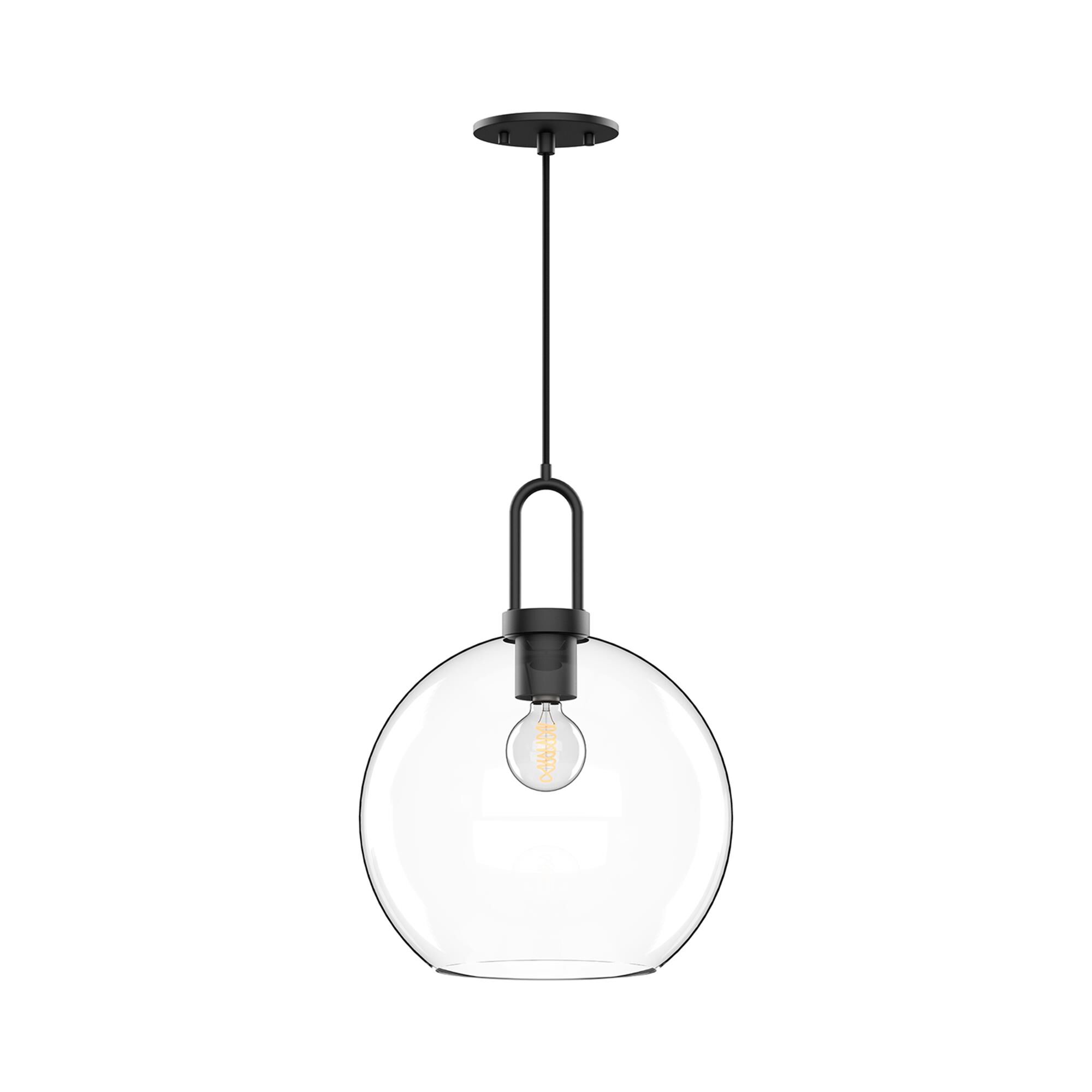 Shown in Matte Black finish and Clear glass and Black Braided Cord accent