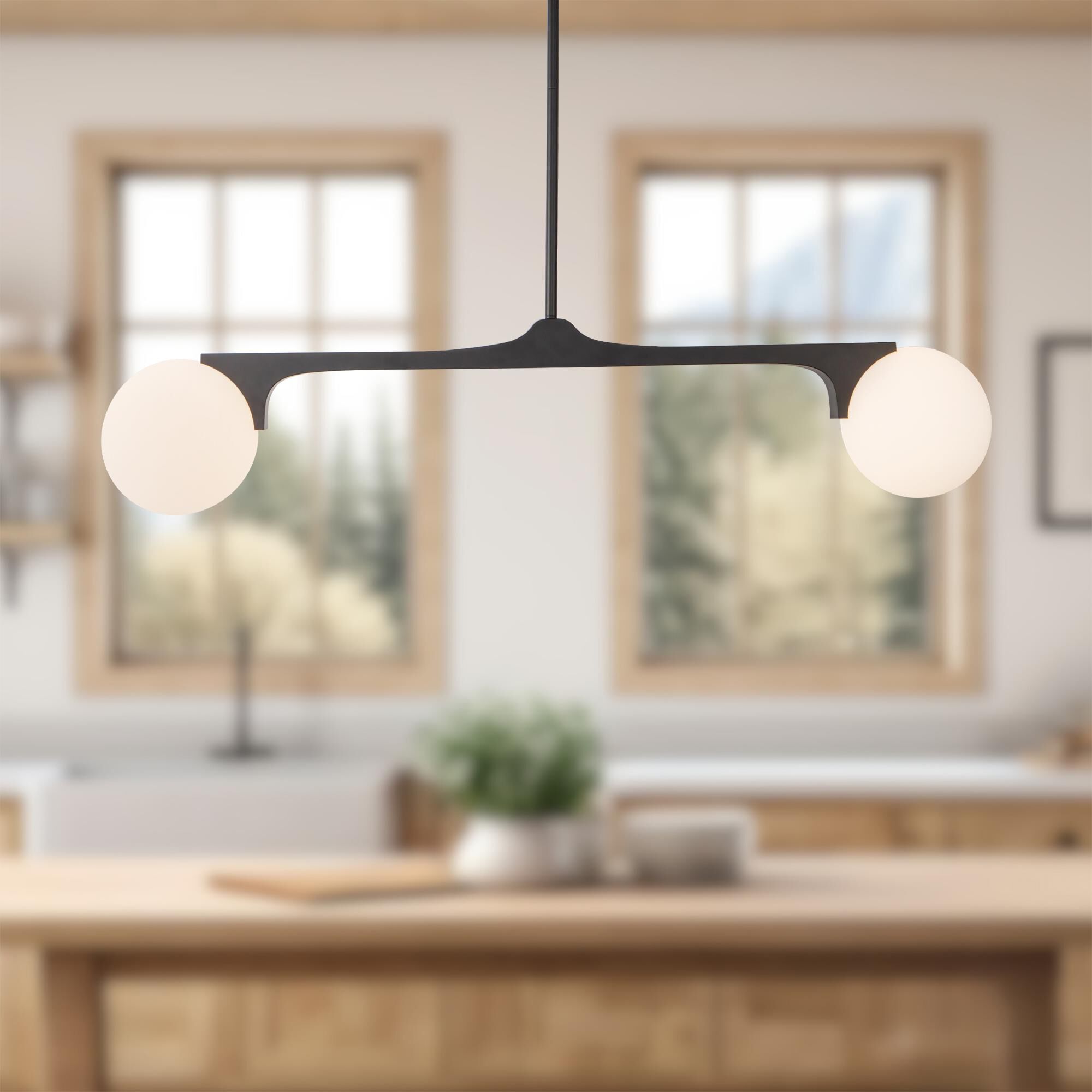 Shown in Black finish and Matte Opal glass