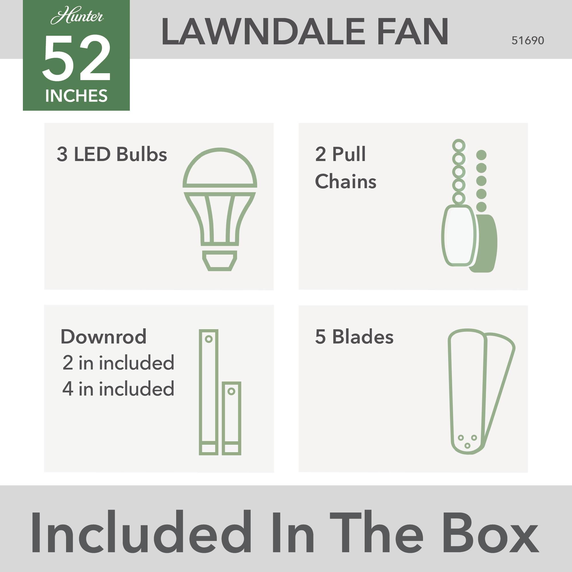 Lawndale 52 Inch Ceiling Fan with Light Kit by Hunter Fan