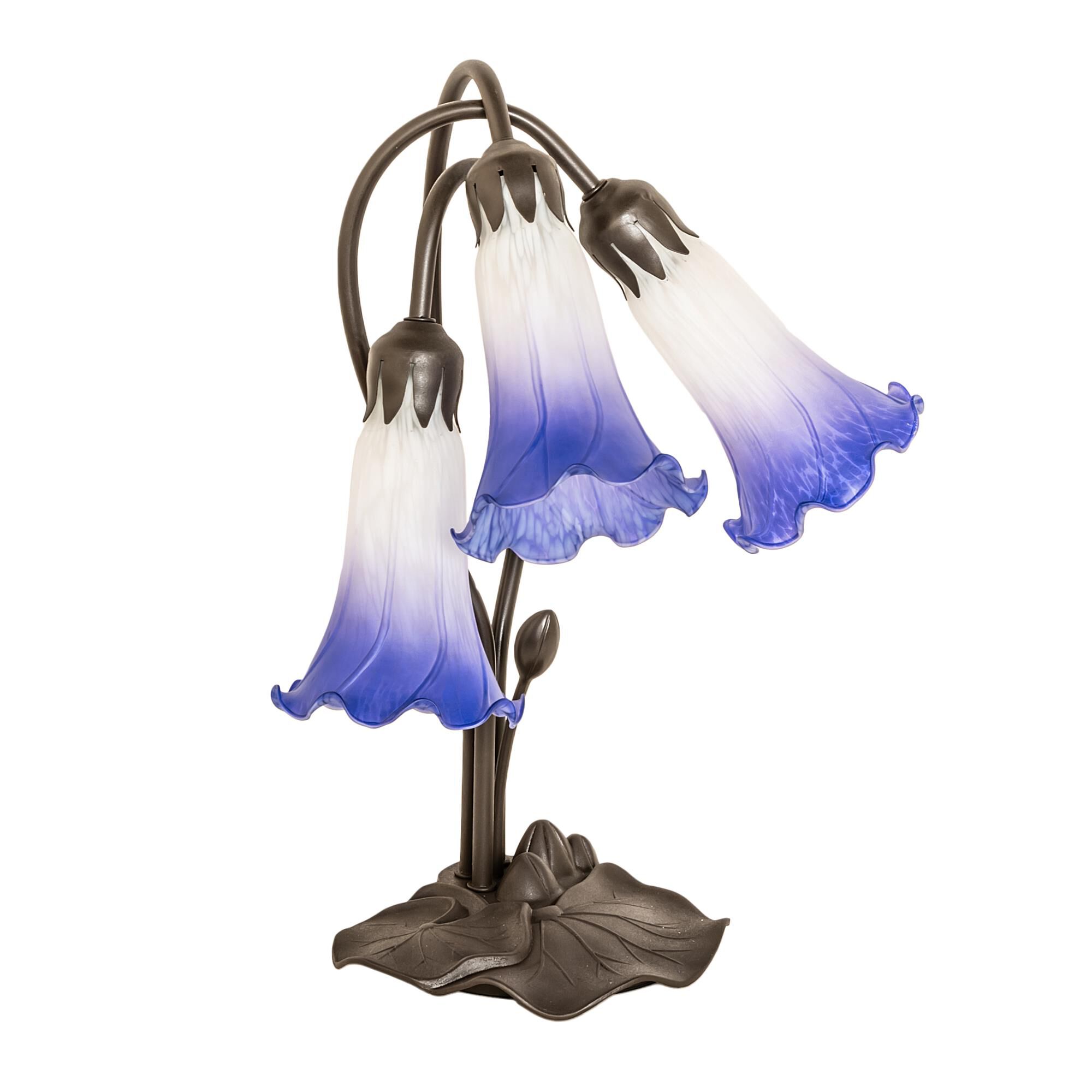 Blue and White Pond Lily 16 Inch Accent Lamp by Meyda Lighting
