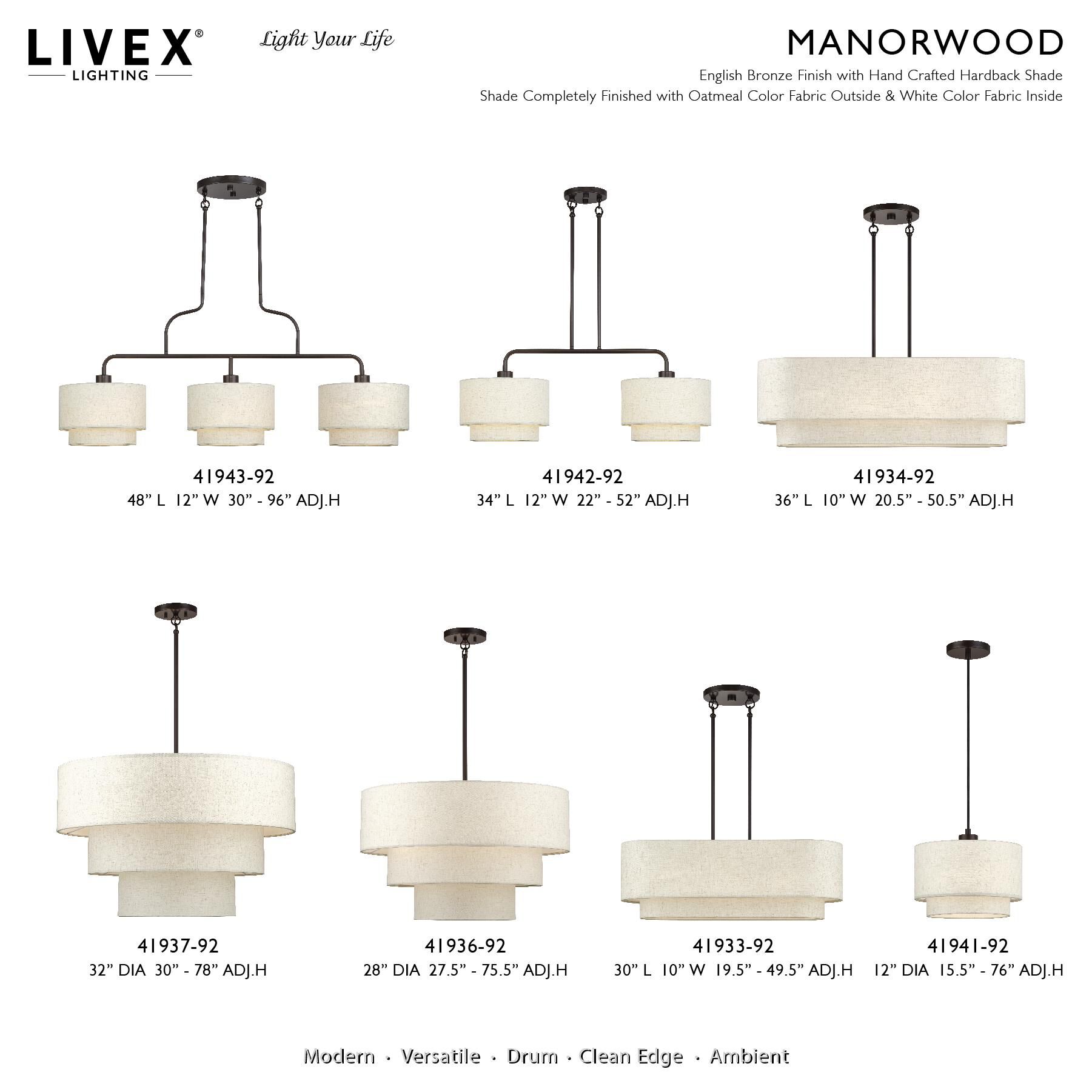 Shown in English Bronze finish and Hand Crafted Oatmeal Color Fabric with White Color Inside shade