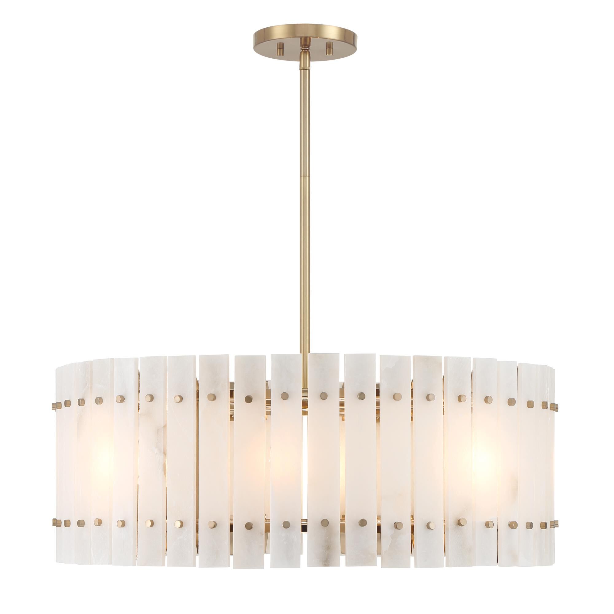 Shown in Celeste Brass finish and Alabaster White glass