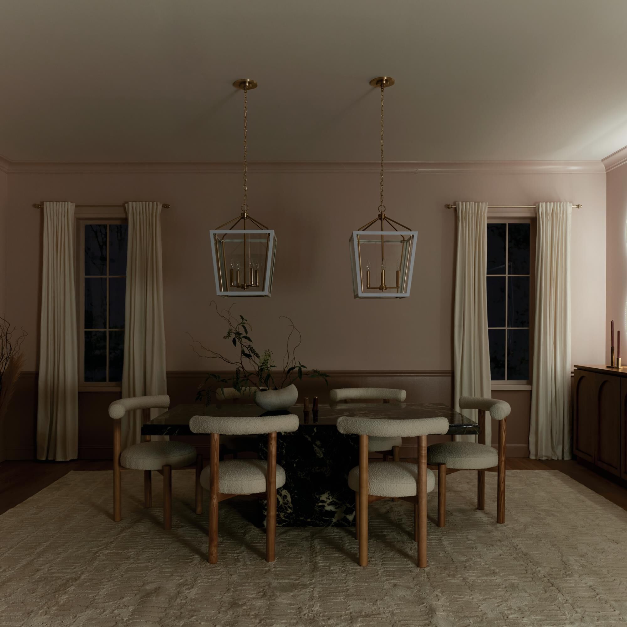 Shown in Champagne Bronze and White finish and Clear glass