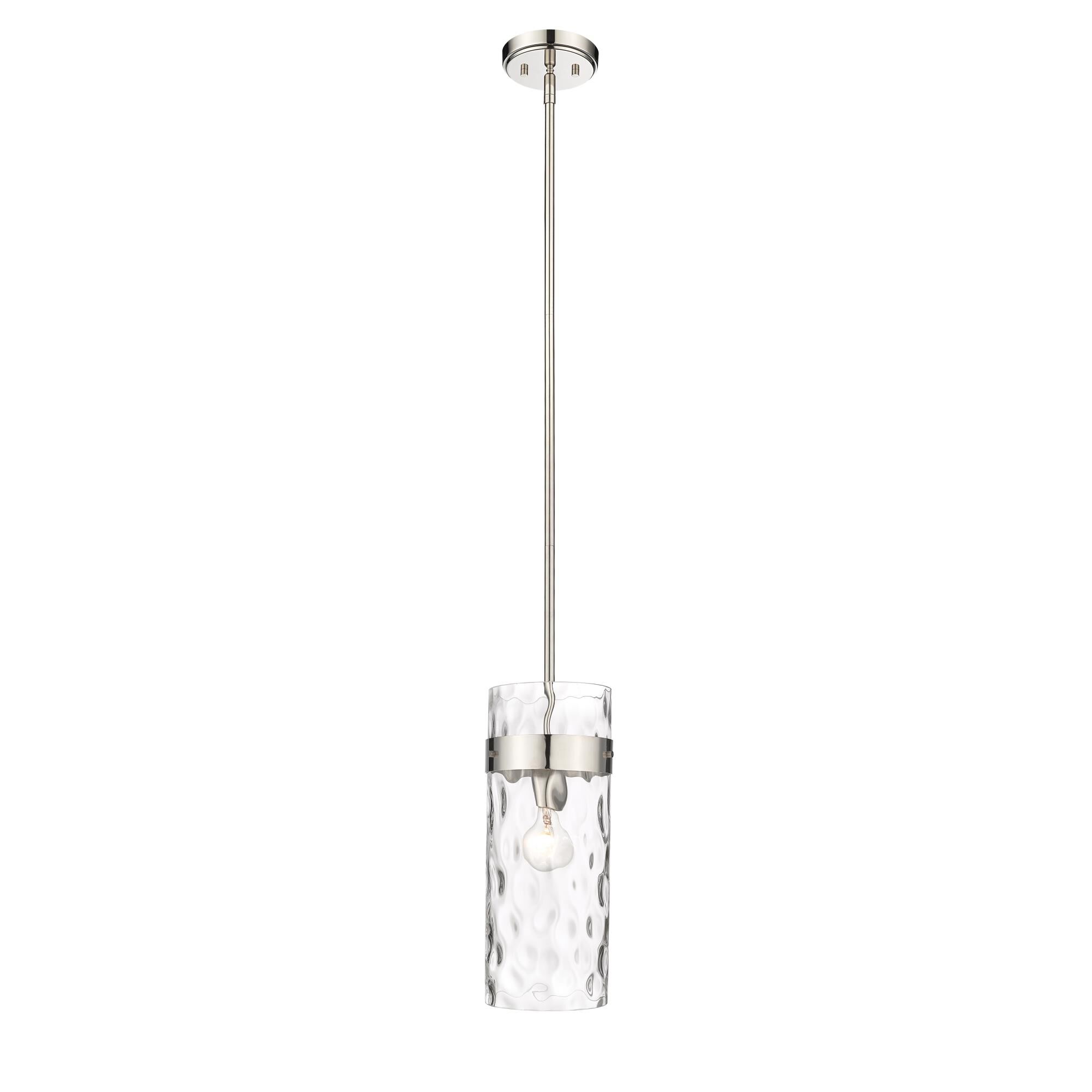 Shown in Polished Nickel finish and Glass shade