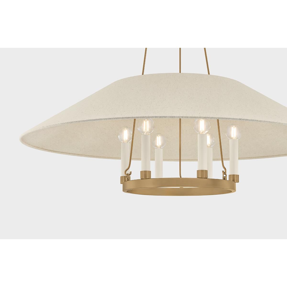 Shown in Patina Brass finish and Natural Linen shade