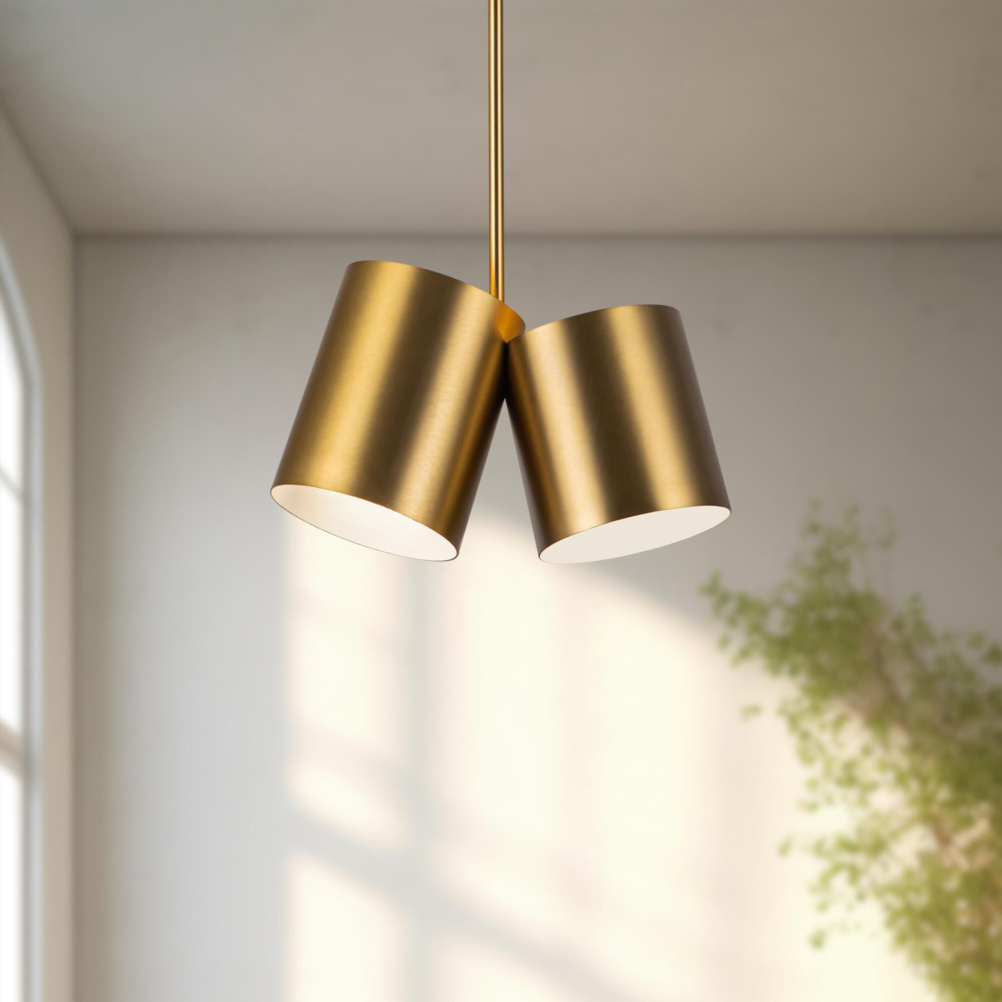 Shown in Brushed Gold finish and Steel shade
