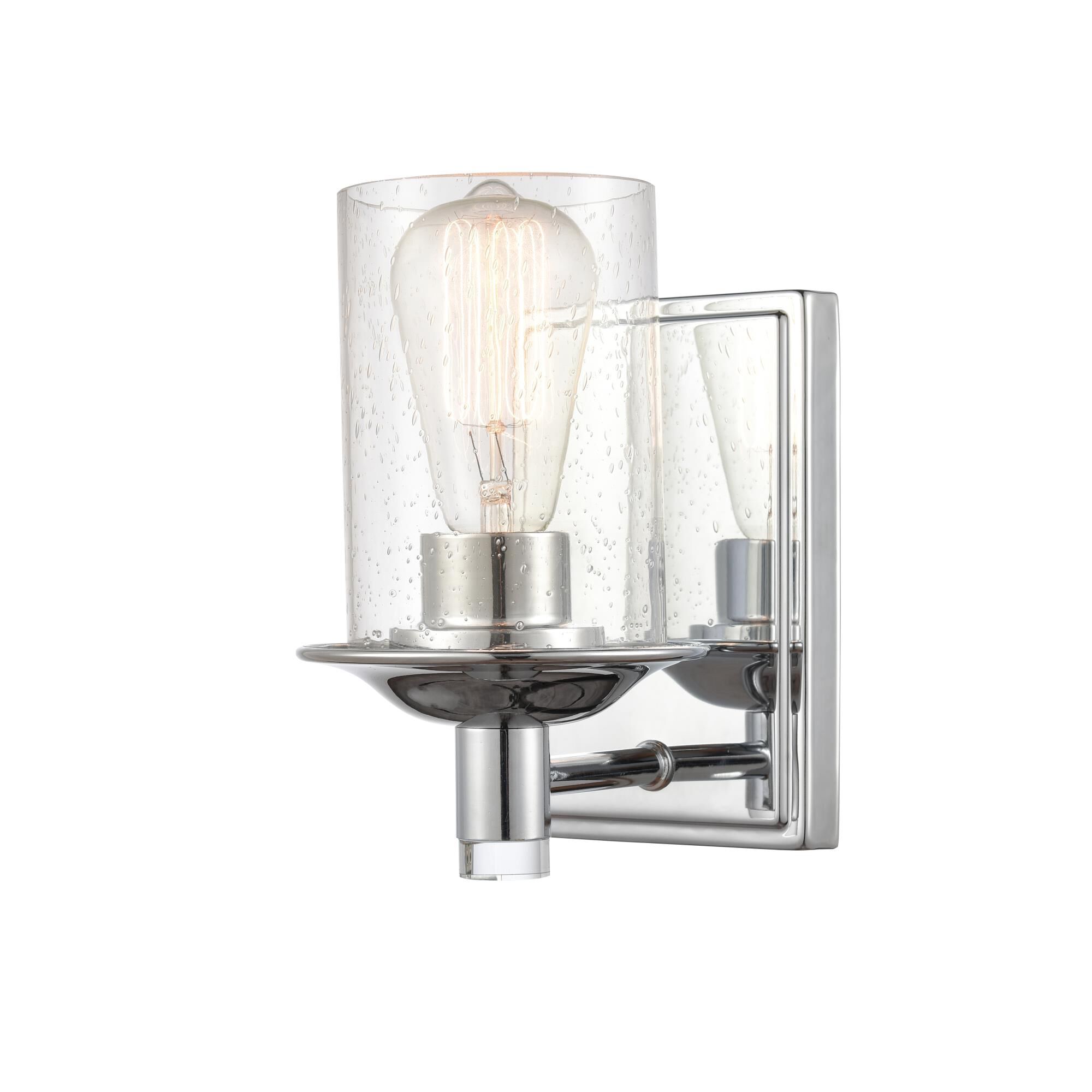 Shown in Polished Chrome finish and Seedy Manhattan glass