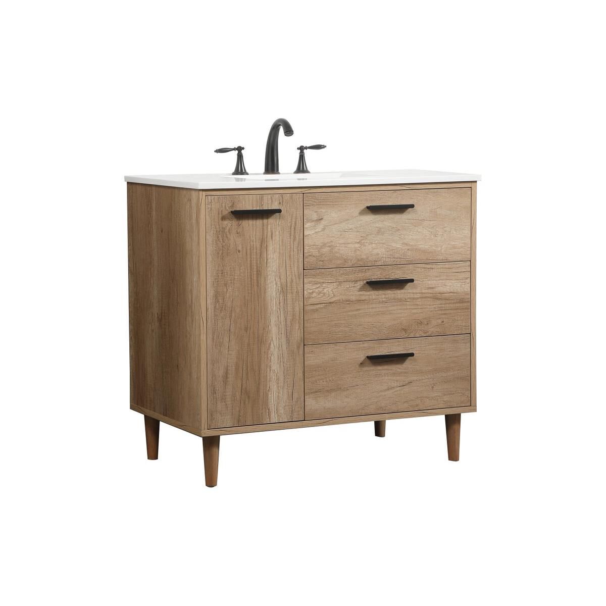 Shown in Natural Oak finish and Without Backsplash accent