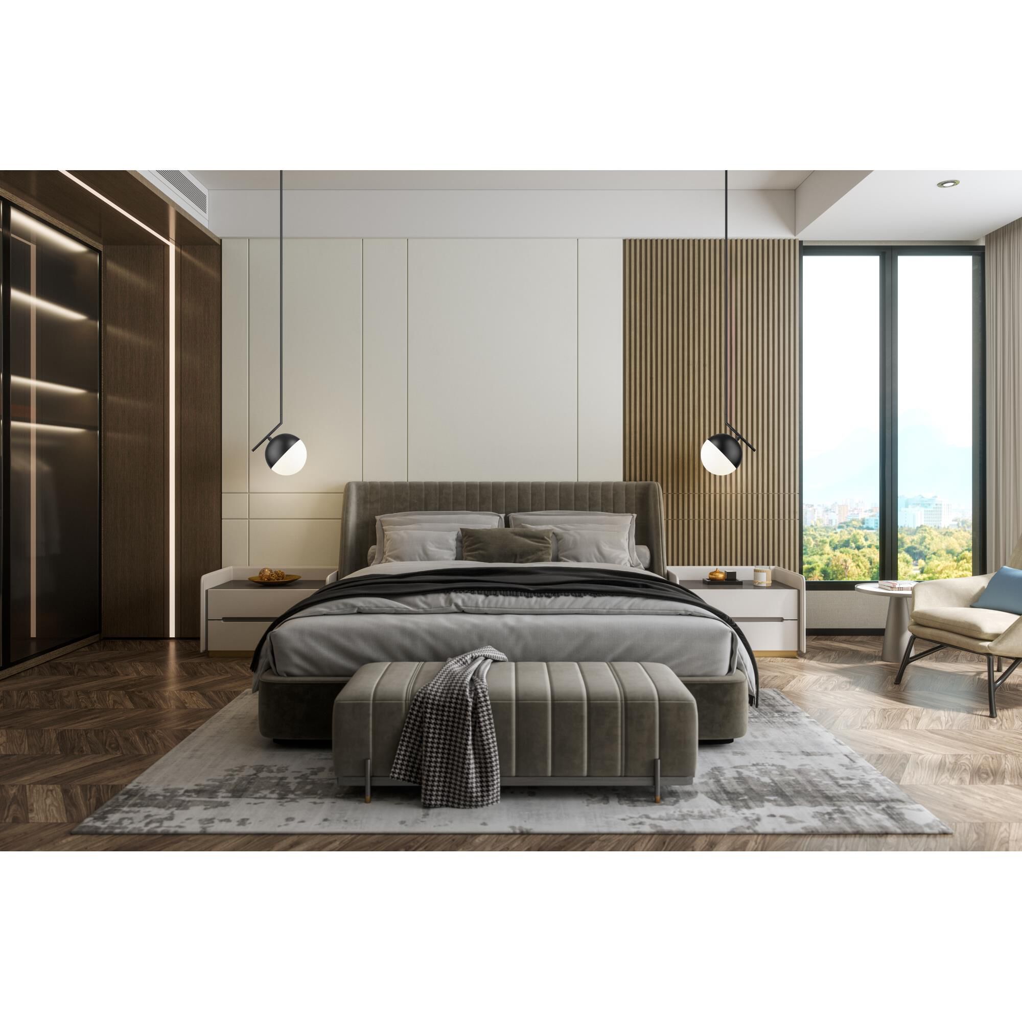 Shown in Matte Black finish and Matte Opal glass and Matte Opal shade