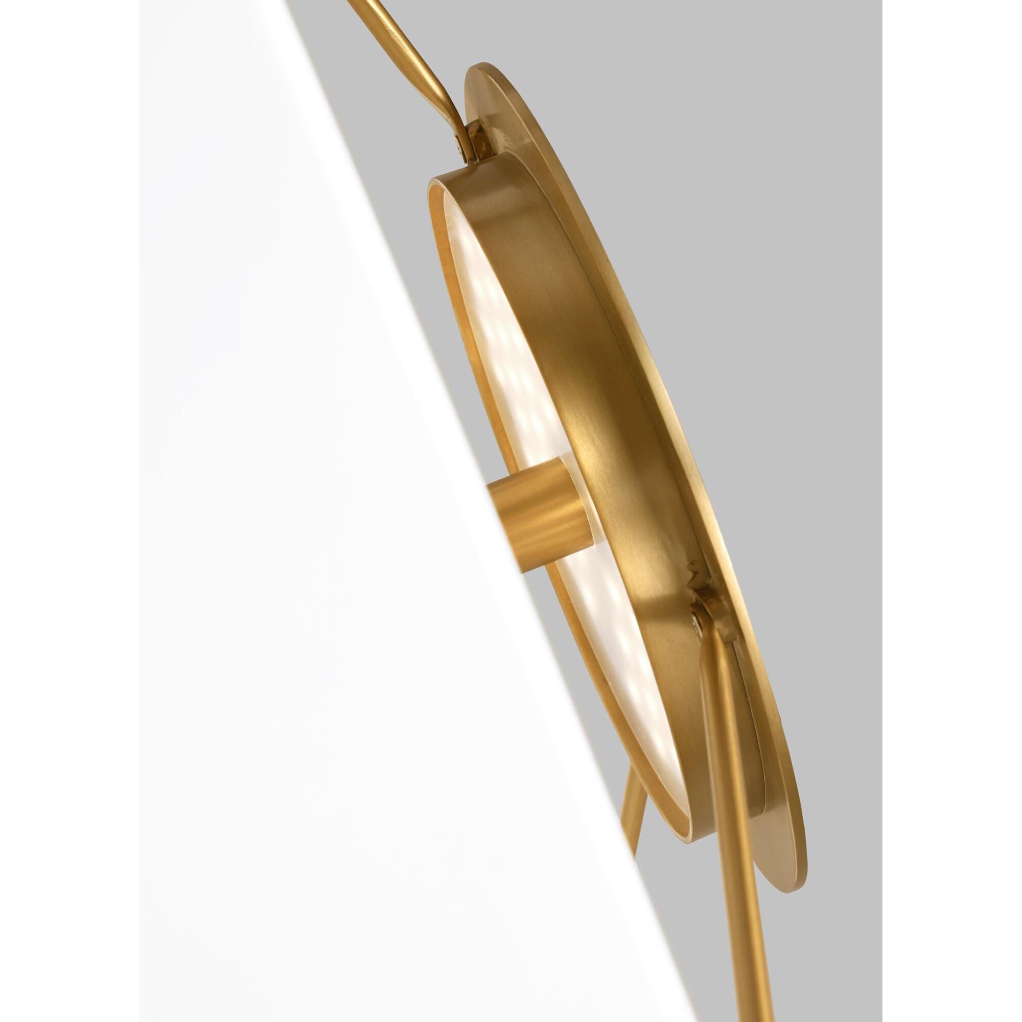 Shown in Burnished Brass finish and Matte White Steel shade