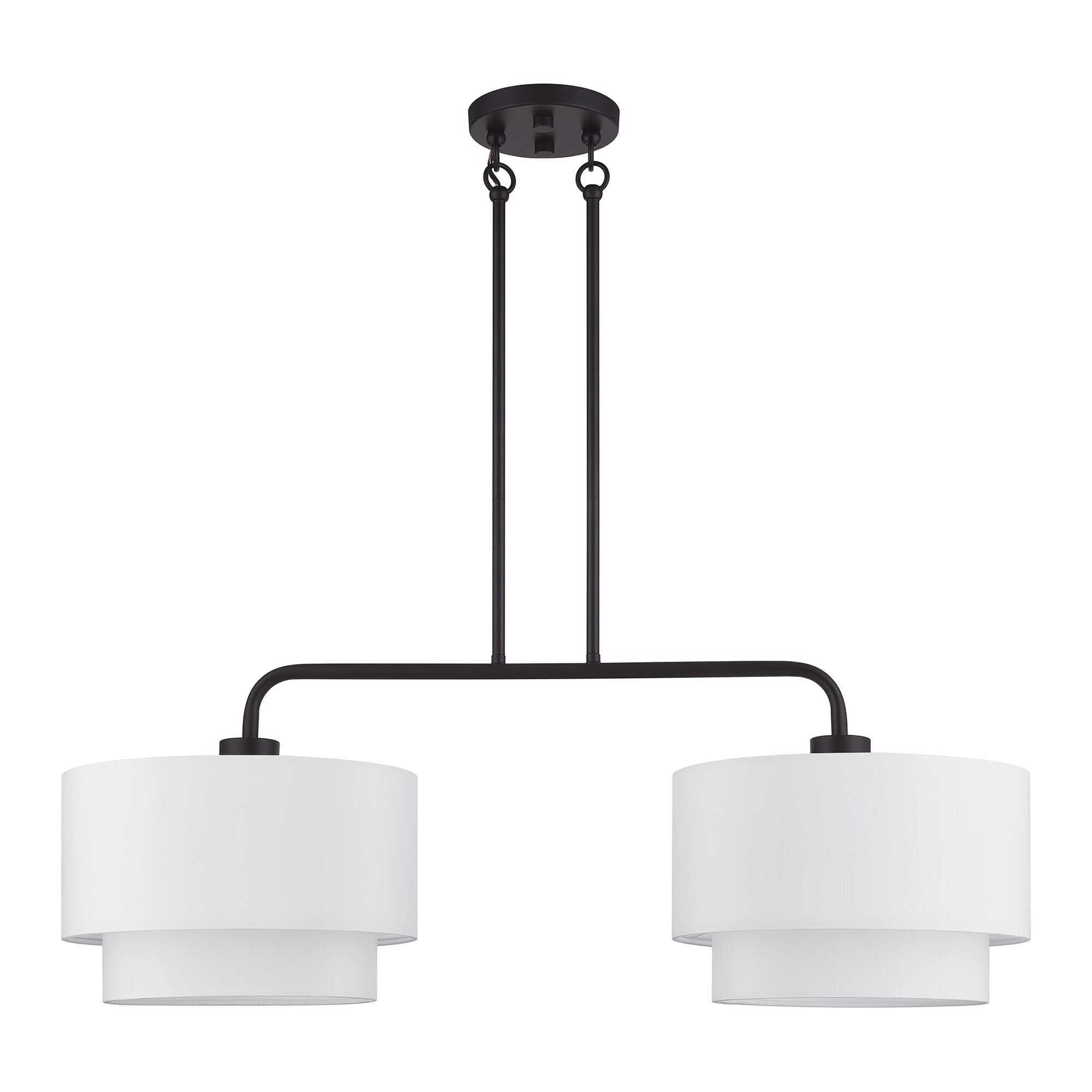 Shown in Bronze finish and Hand Crafted Off-White Fabric Hardbacks with White Fabric Inside shade