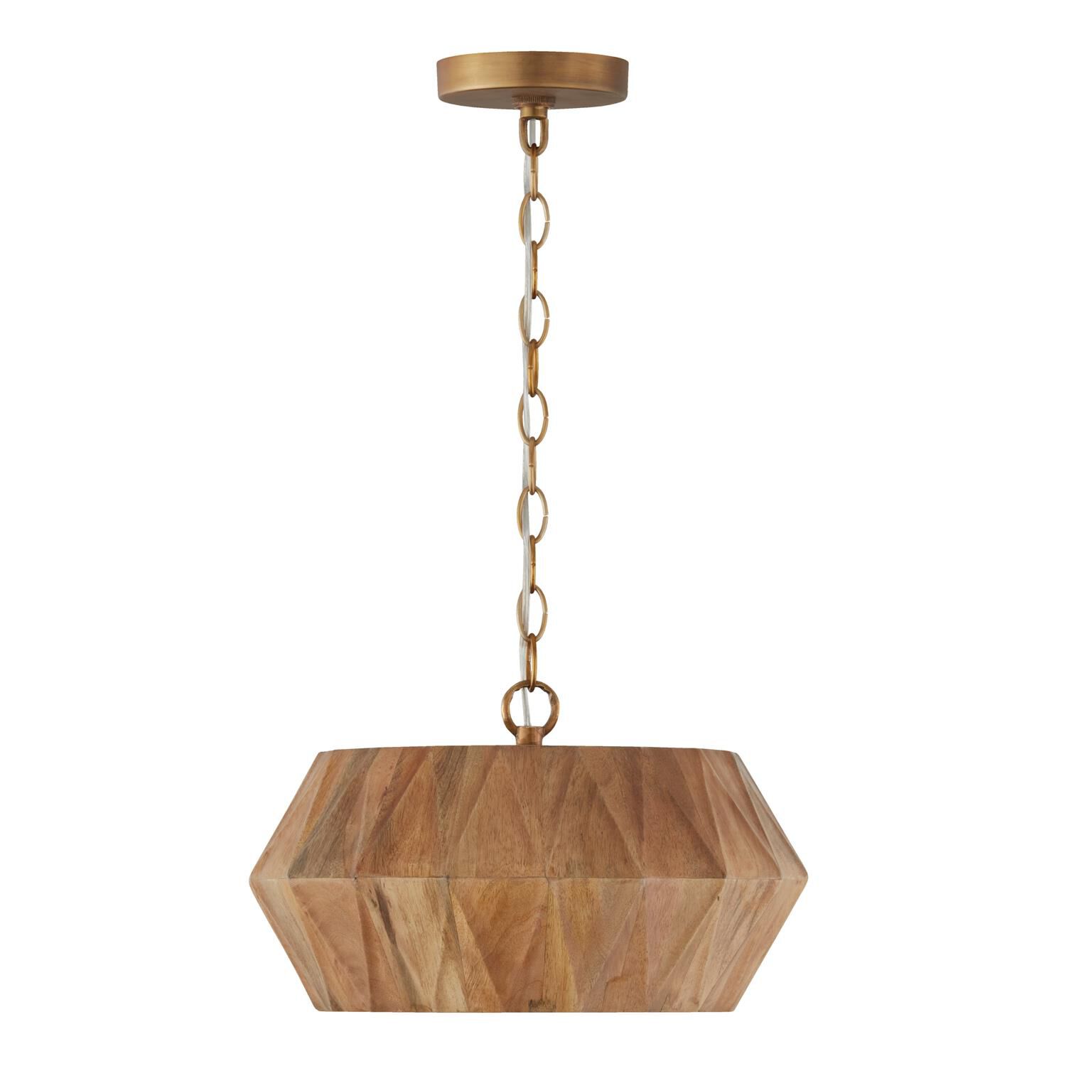 Shown in Light Wood And Patinaed Brass finish