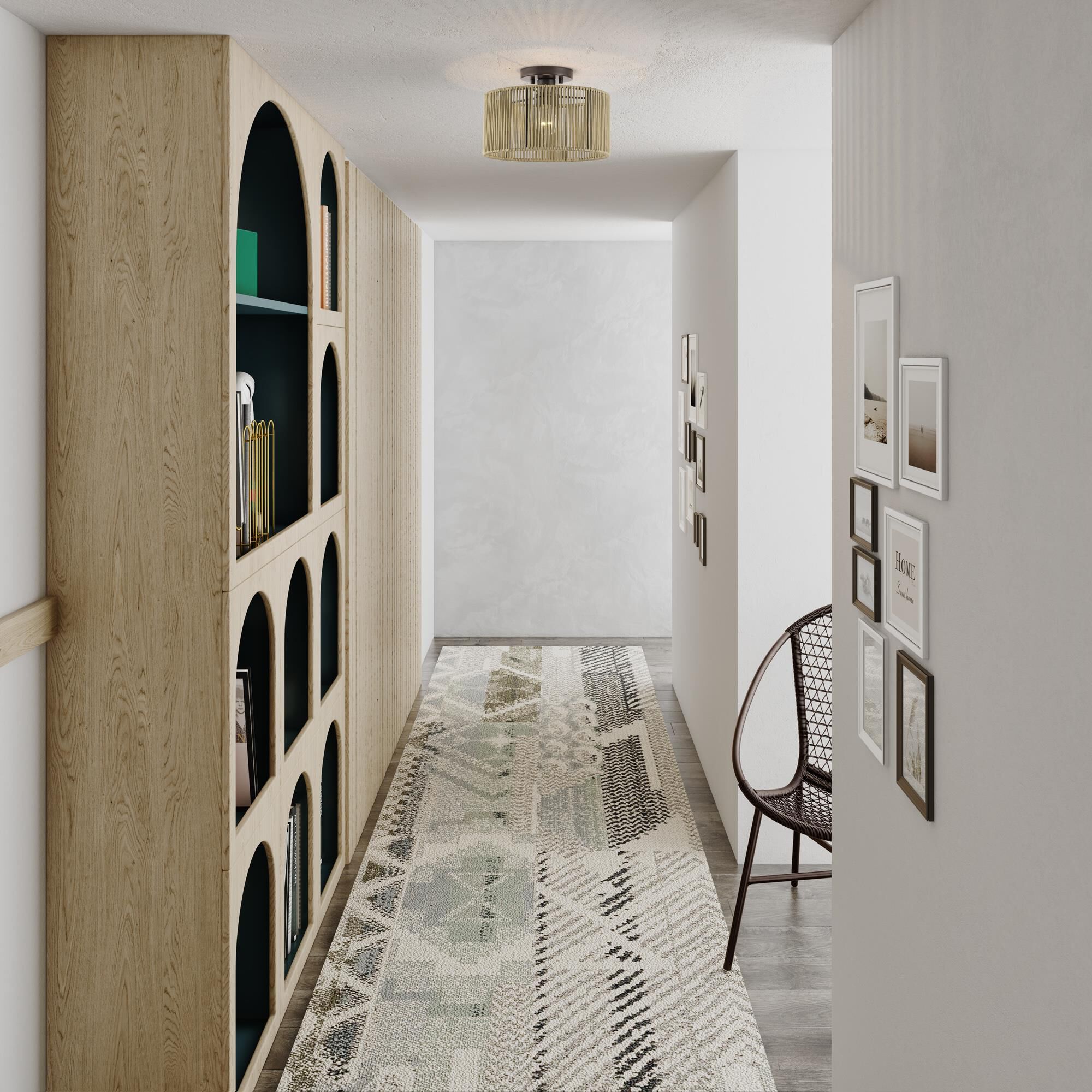 Shown in English Bronze finish and Hand-Woven Venetian Gold Color Polyester Rope shade