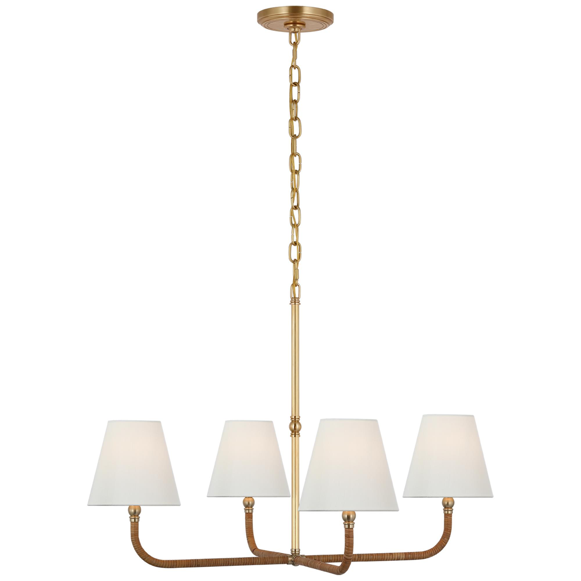 Shown in Antique-Burnished Brass and Natural Rattan finish