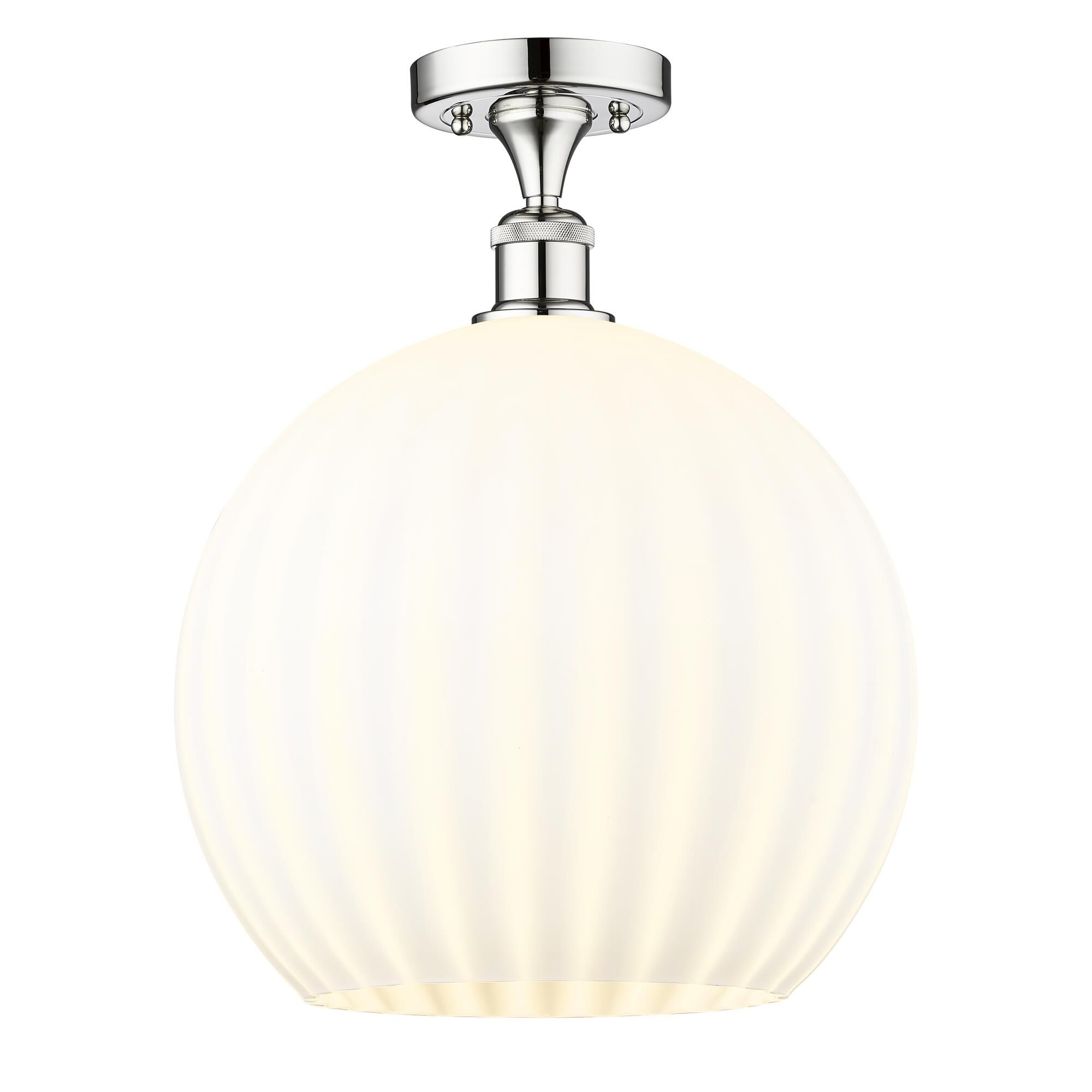 Shown in Polished Chrome finish and White Venetian glass