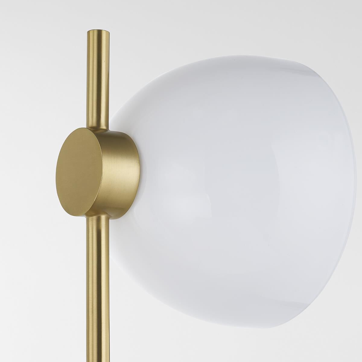 Shown in Aged Brass finish and Opal Glossy glass