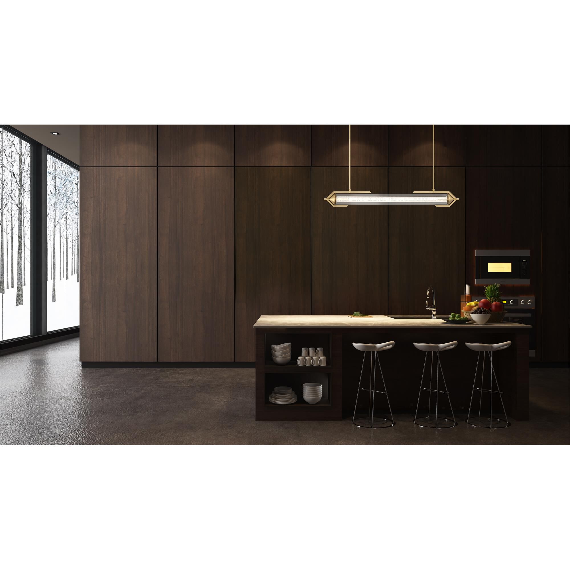 Shown in Gold finish and Clear glass