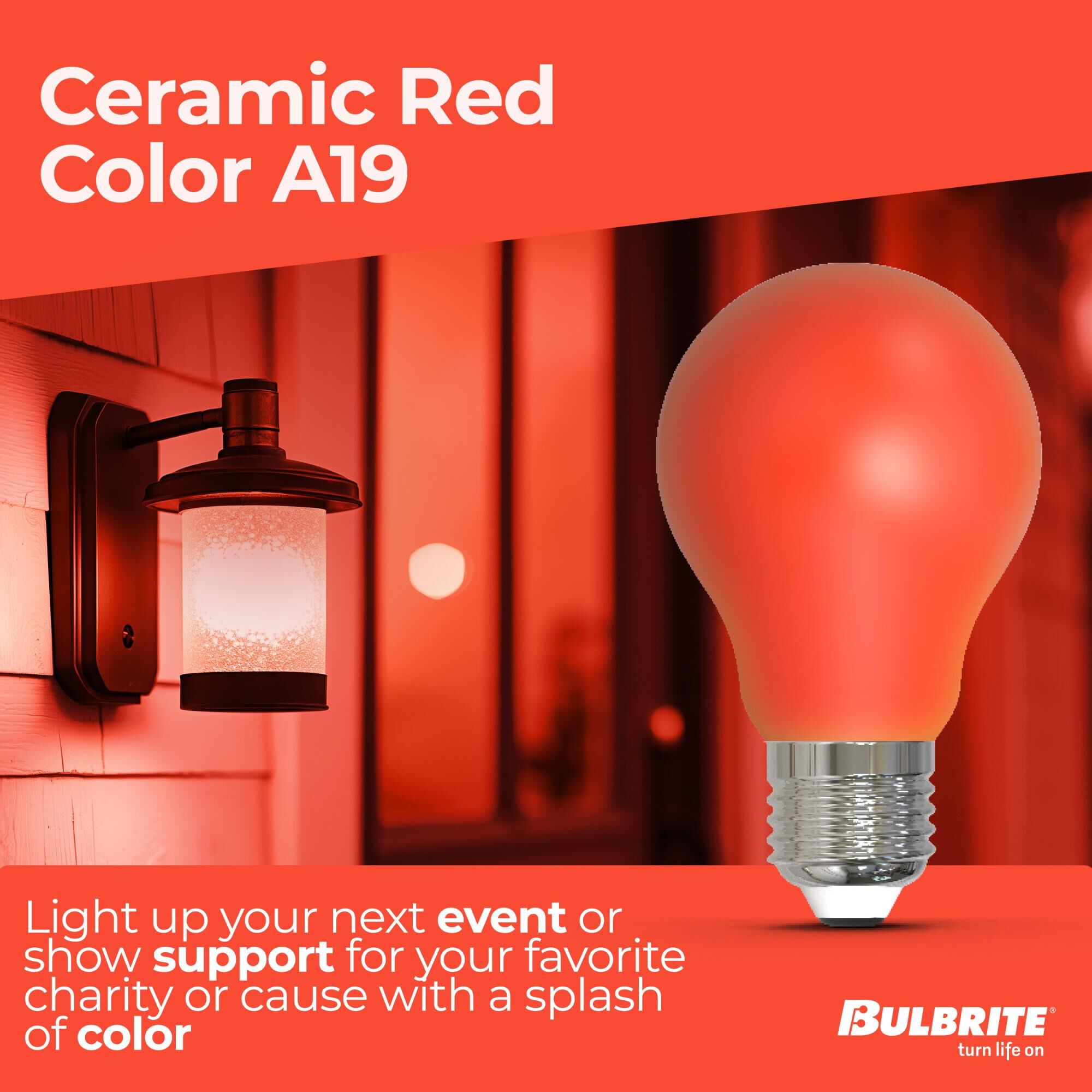 Ceramic Red A19 Base E26 LED Light Bulb,