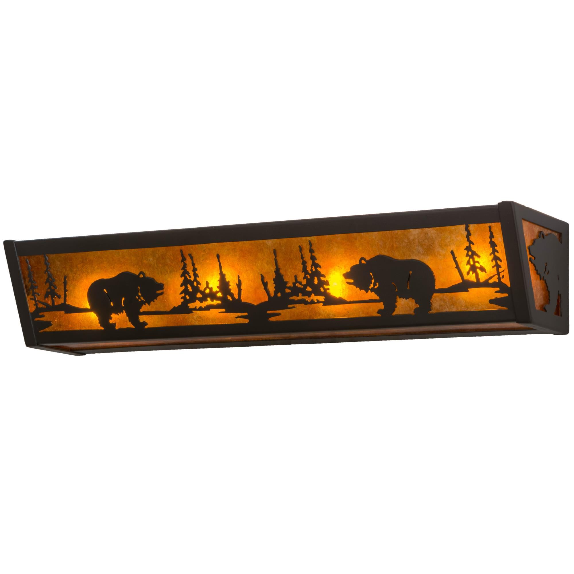 Shown in Timeless Bronze finish and Amber Mica glass