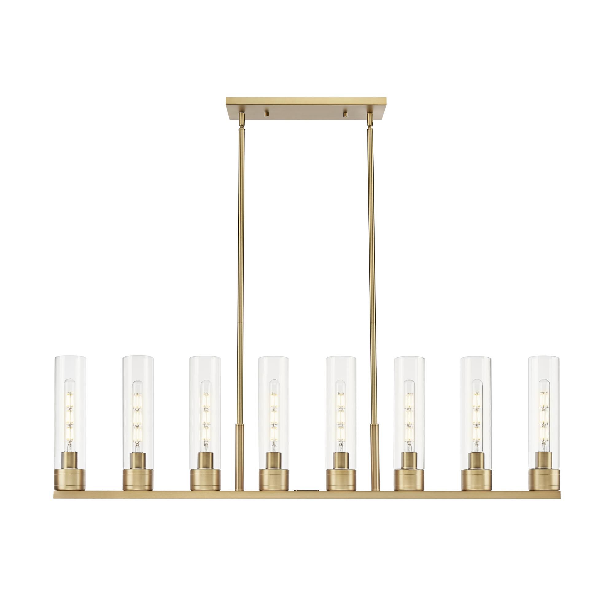 Shown in Brushed Brass finish and Clear glass