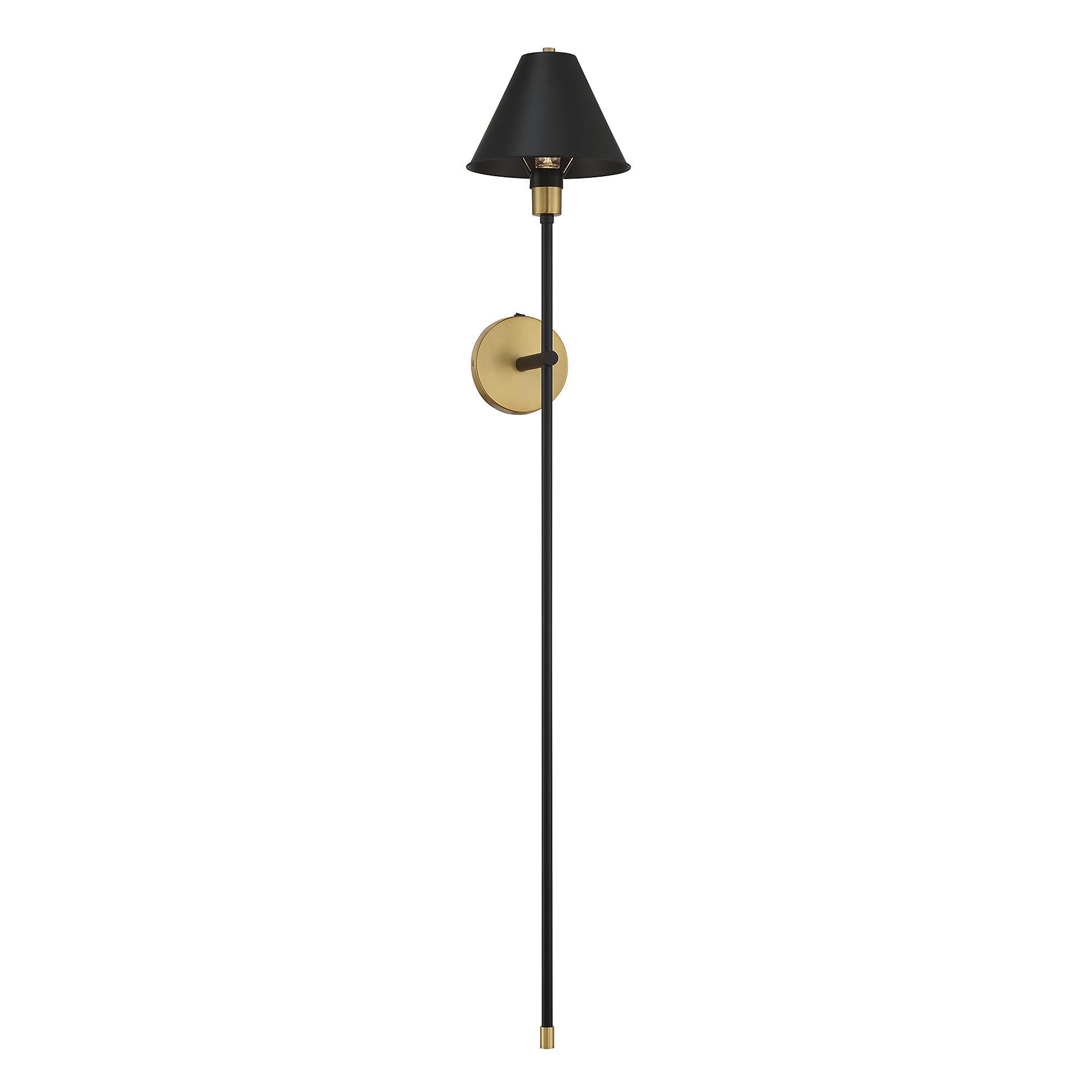Shown in Black With Natural Brass Accents finish and Black Metal shade