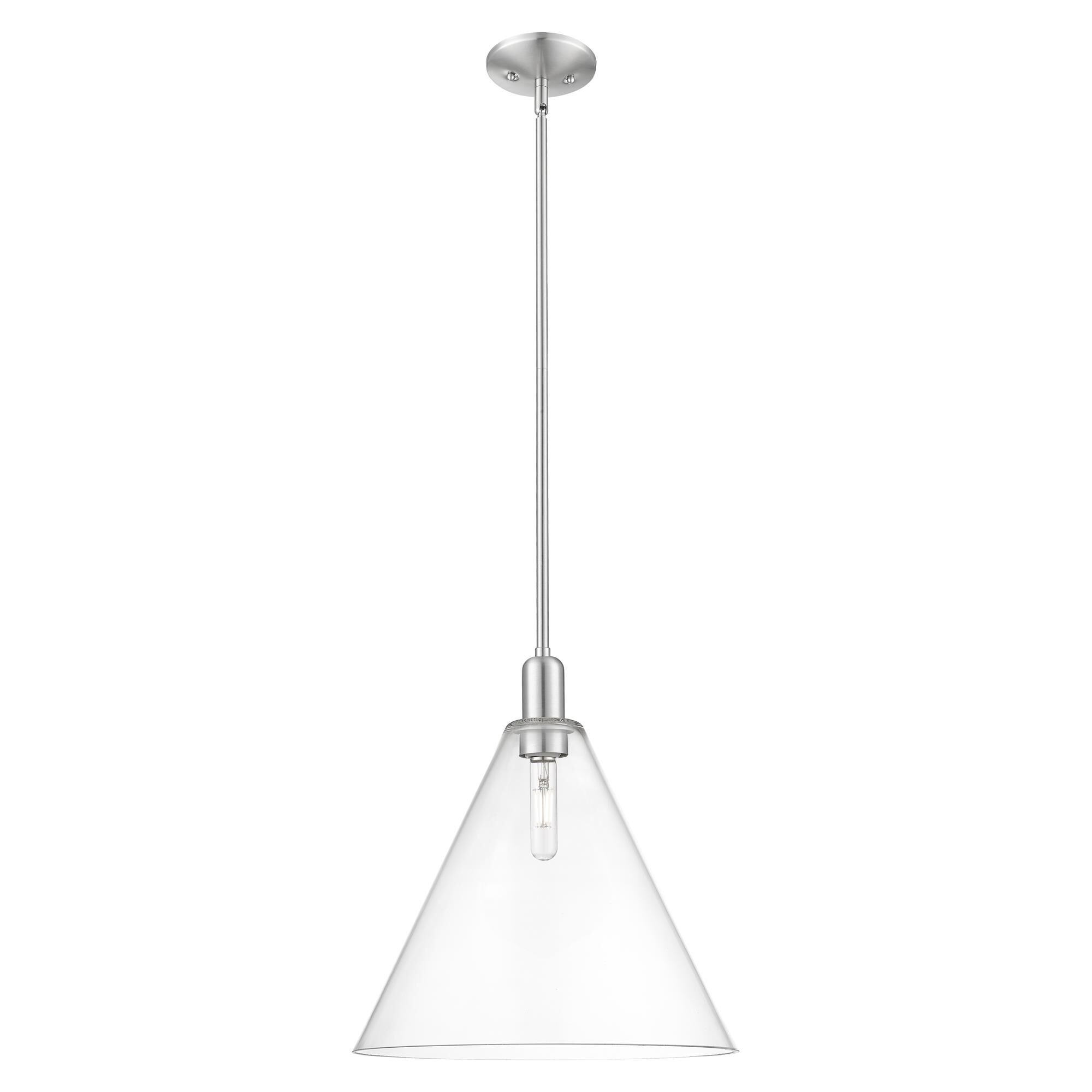 Shown in Brushed Satin Nickel finish and Clear glass