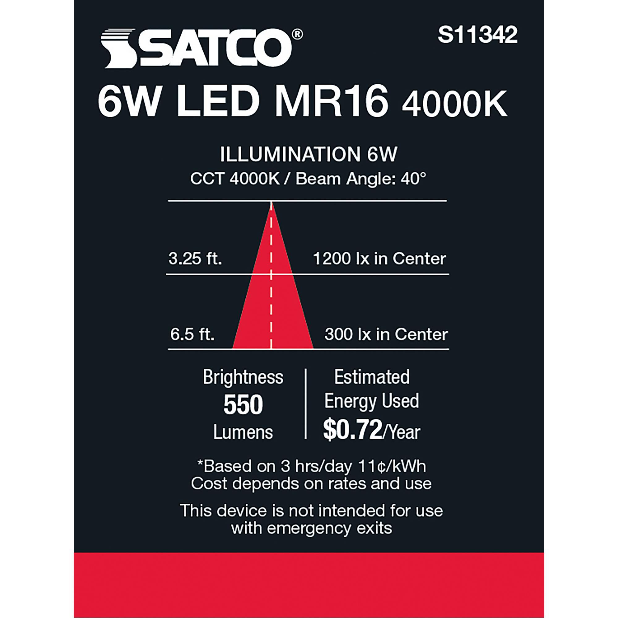 Dimmable 6 Watt 4000K MR16 LED Light Bulb by Satco