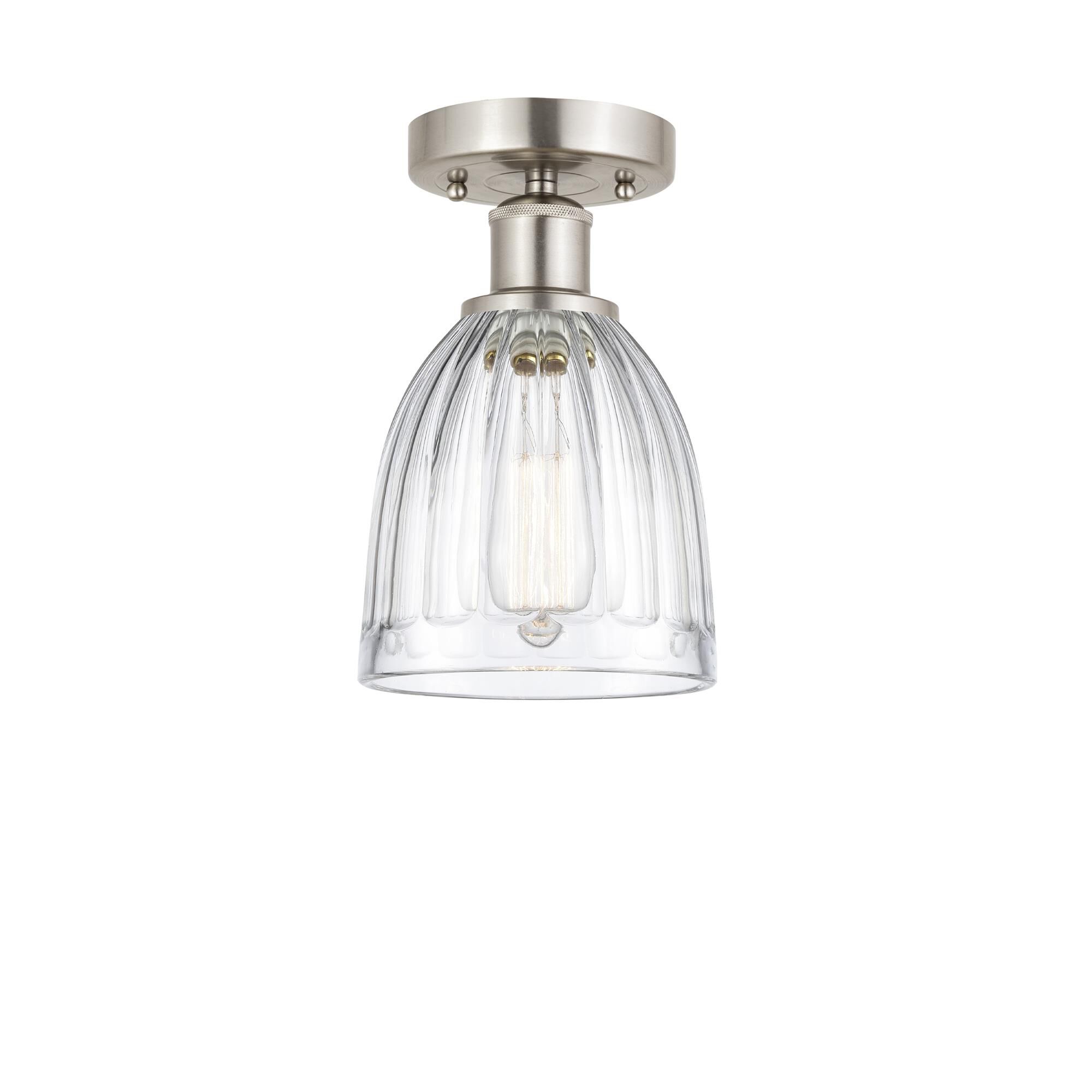 Shown in Brushed Satin Nickel, Clear finish and Clear glass and Clear Glass shade