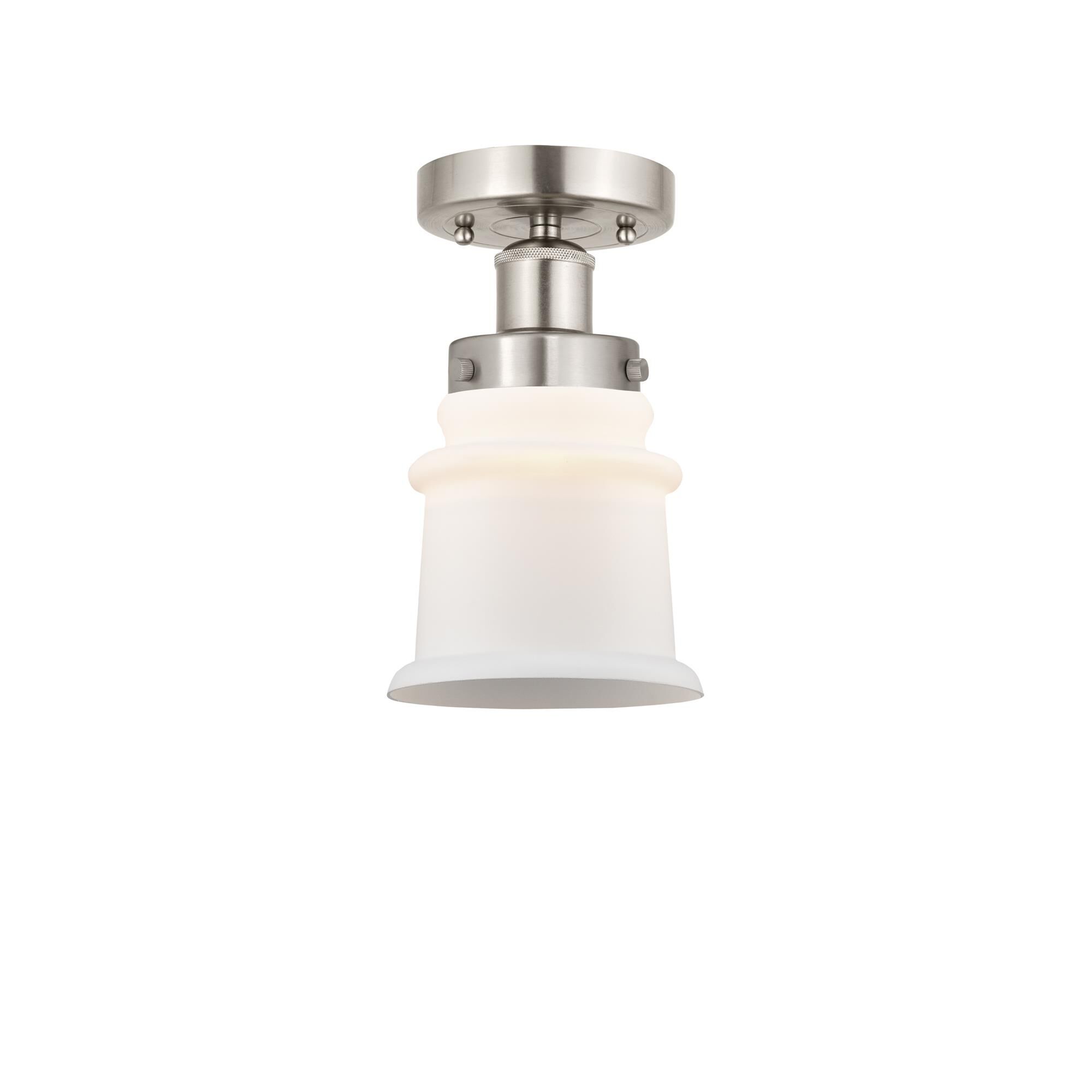 Shown in Brushed Satin Nickel, Matte White finish and Matte White glass and Matte White Glass shade