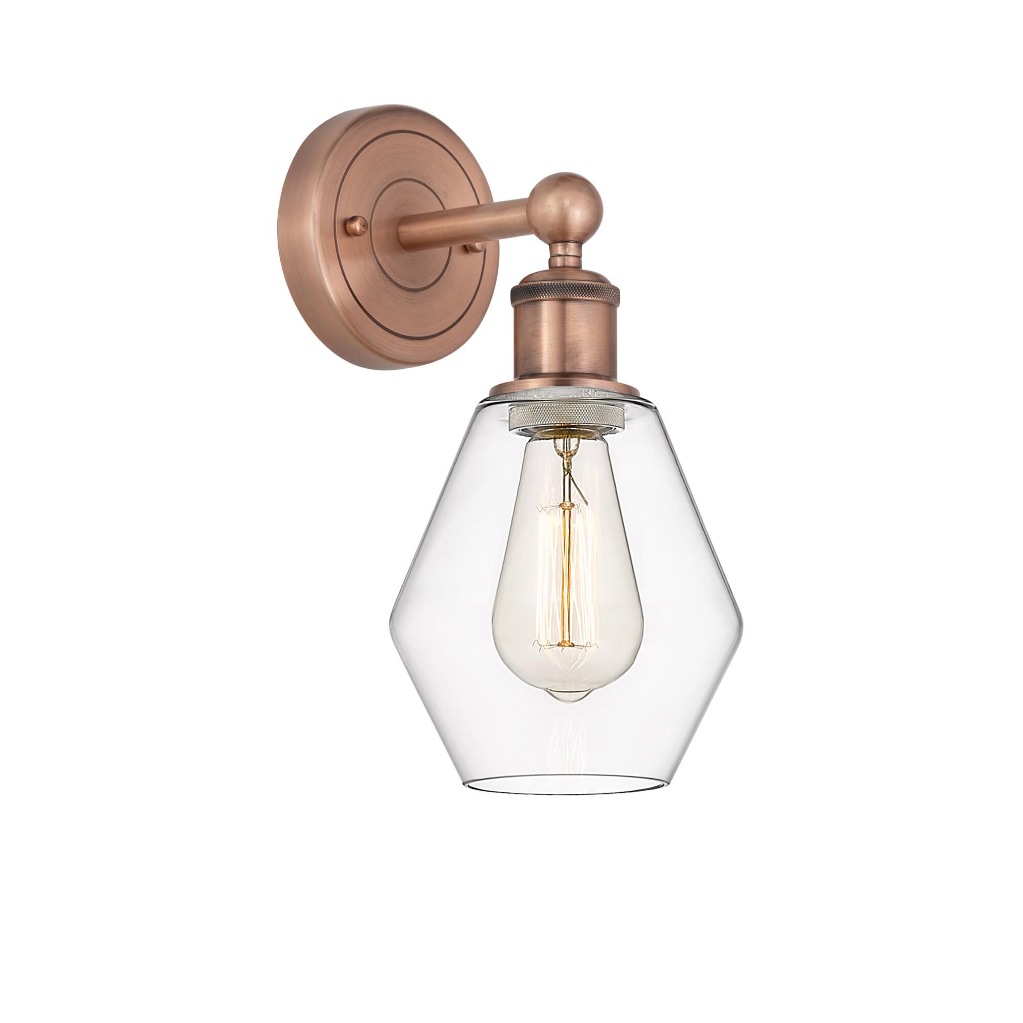 Shown in Antique Copper finish and Clear glass
