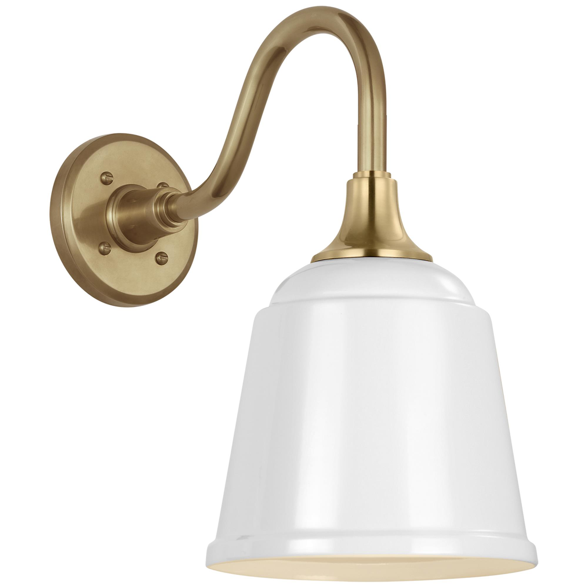 Shown in Hand-Rubbed Antique Brass finish and White Rockhouse shade