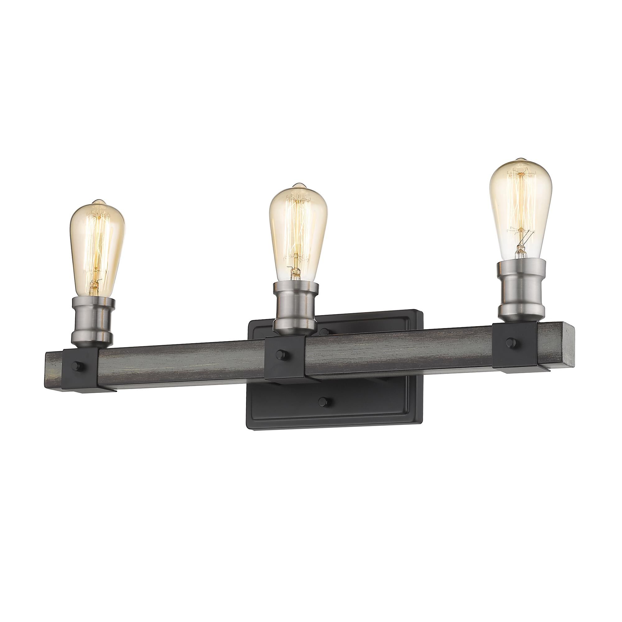 Shown in Ashen Barnboard finish and --- glass and --- shade