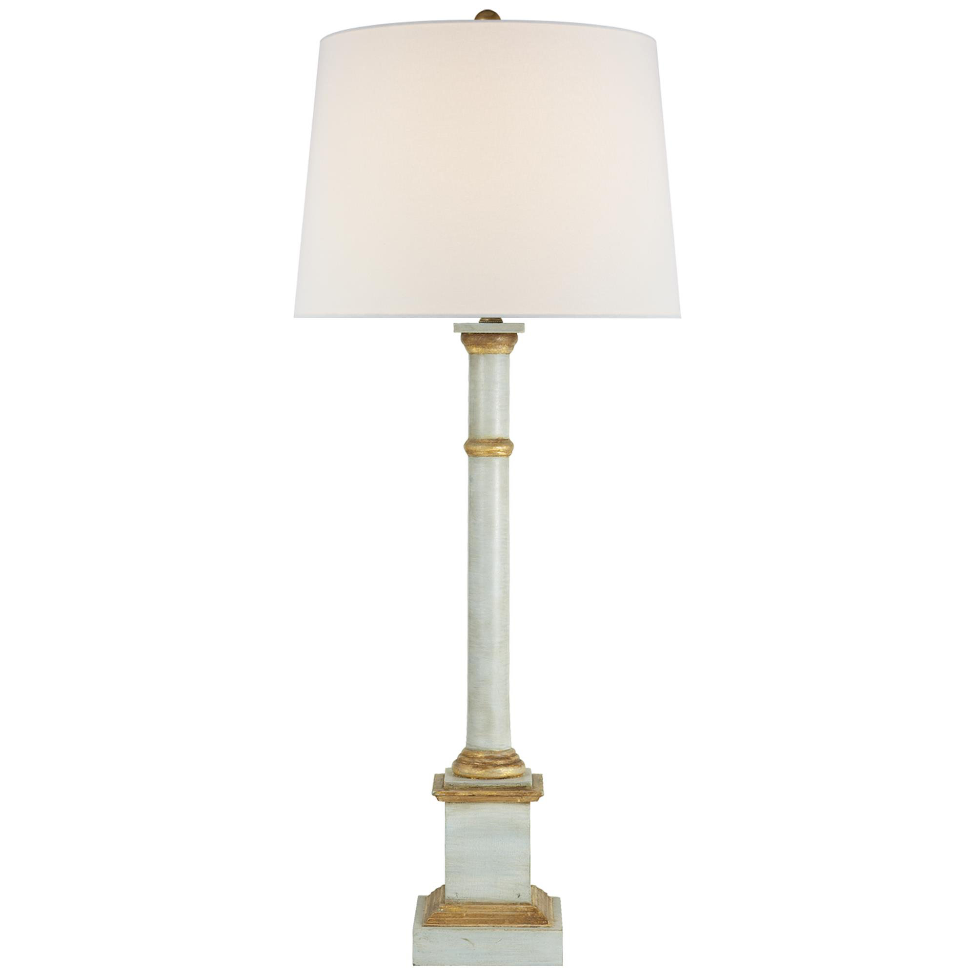 Shown in Light Blue finish and Linen shade