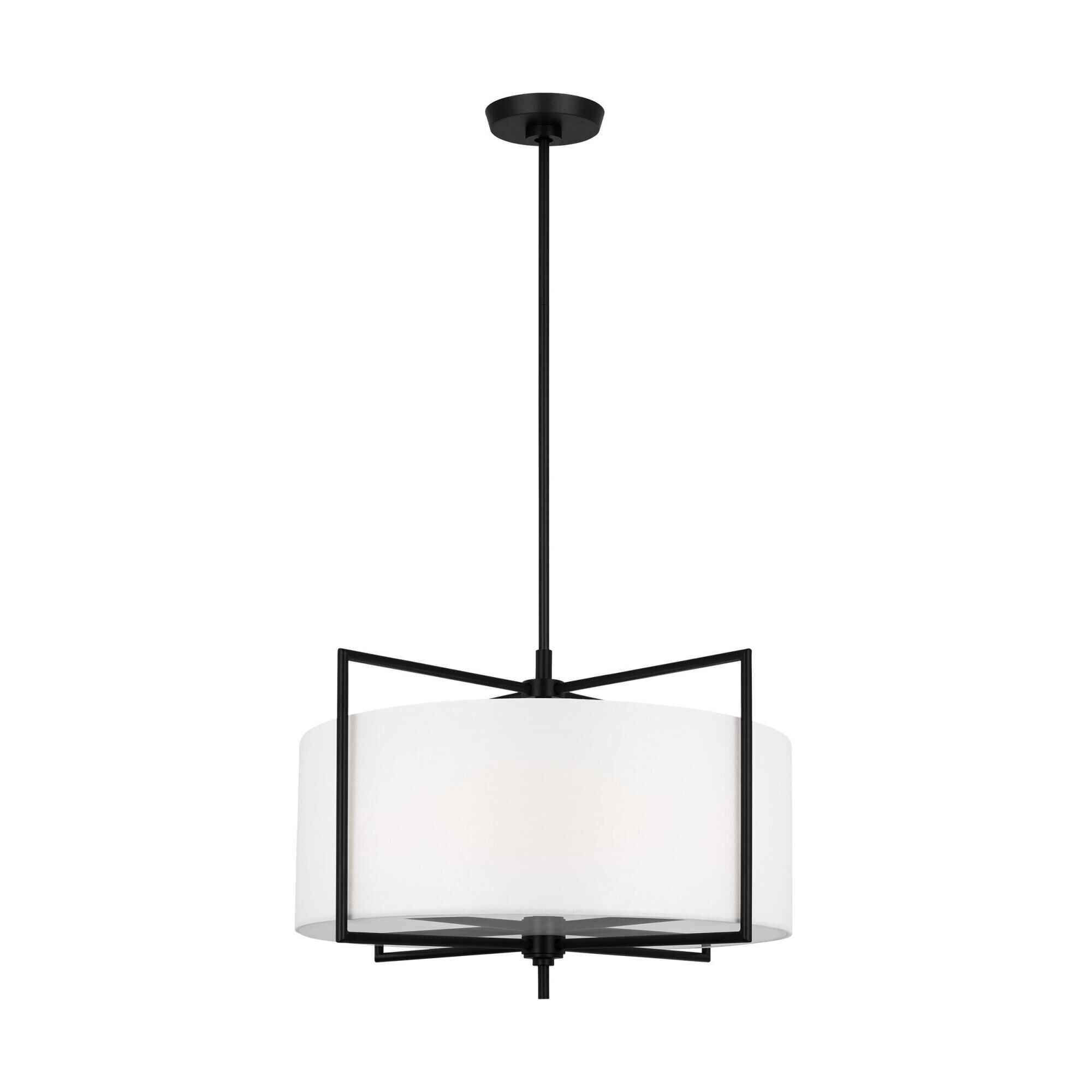 Shown in Aged Iron finish and White LinenLinen shade