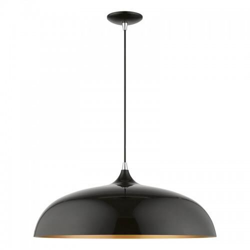 Shown in Shiny Black with Polished Chrome Accents finish and Shiny Black Aluminum With Gold Inside shade
