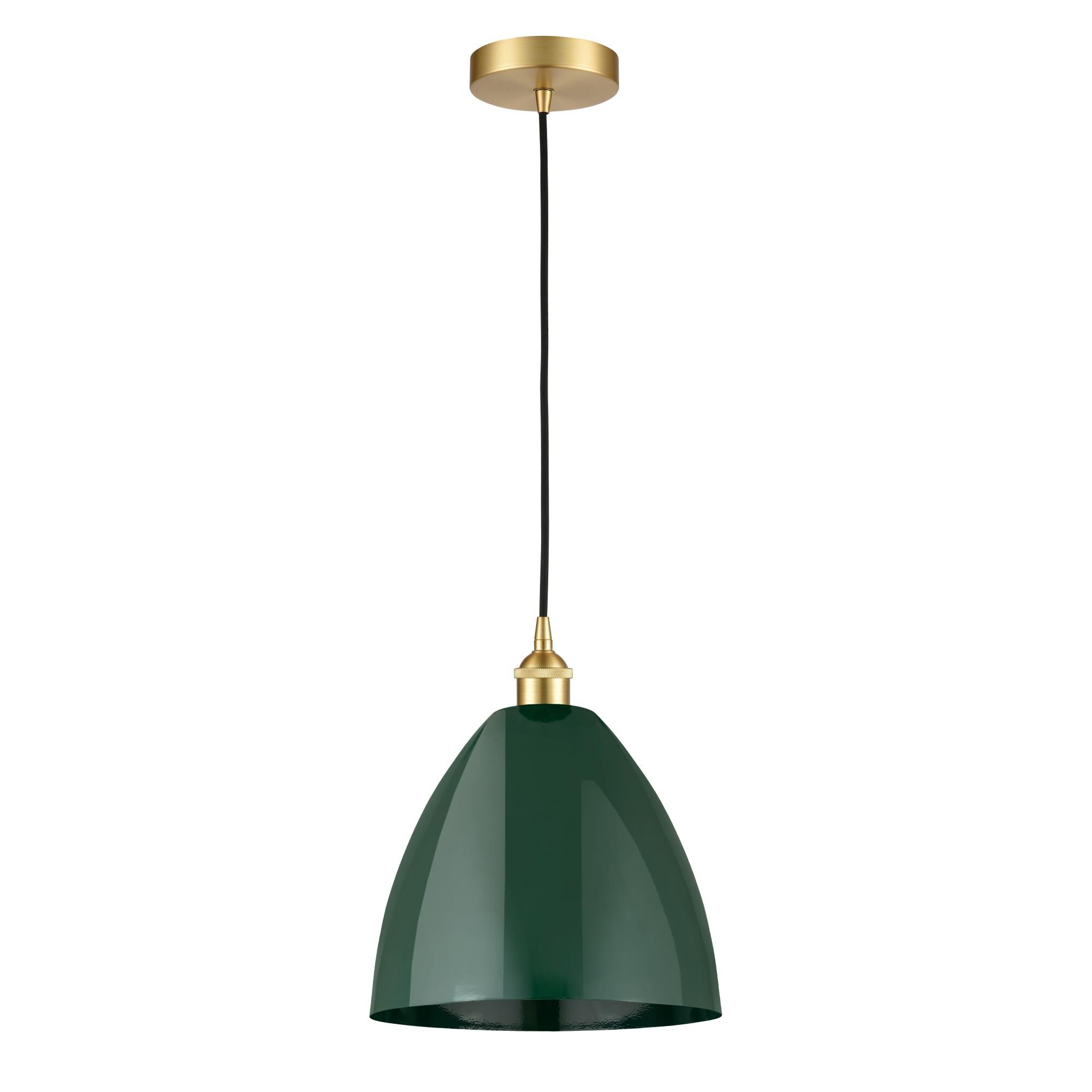 Shown in Satin Gold finish and Green Plymouth Dome shade