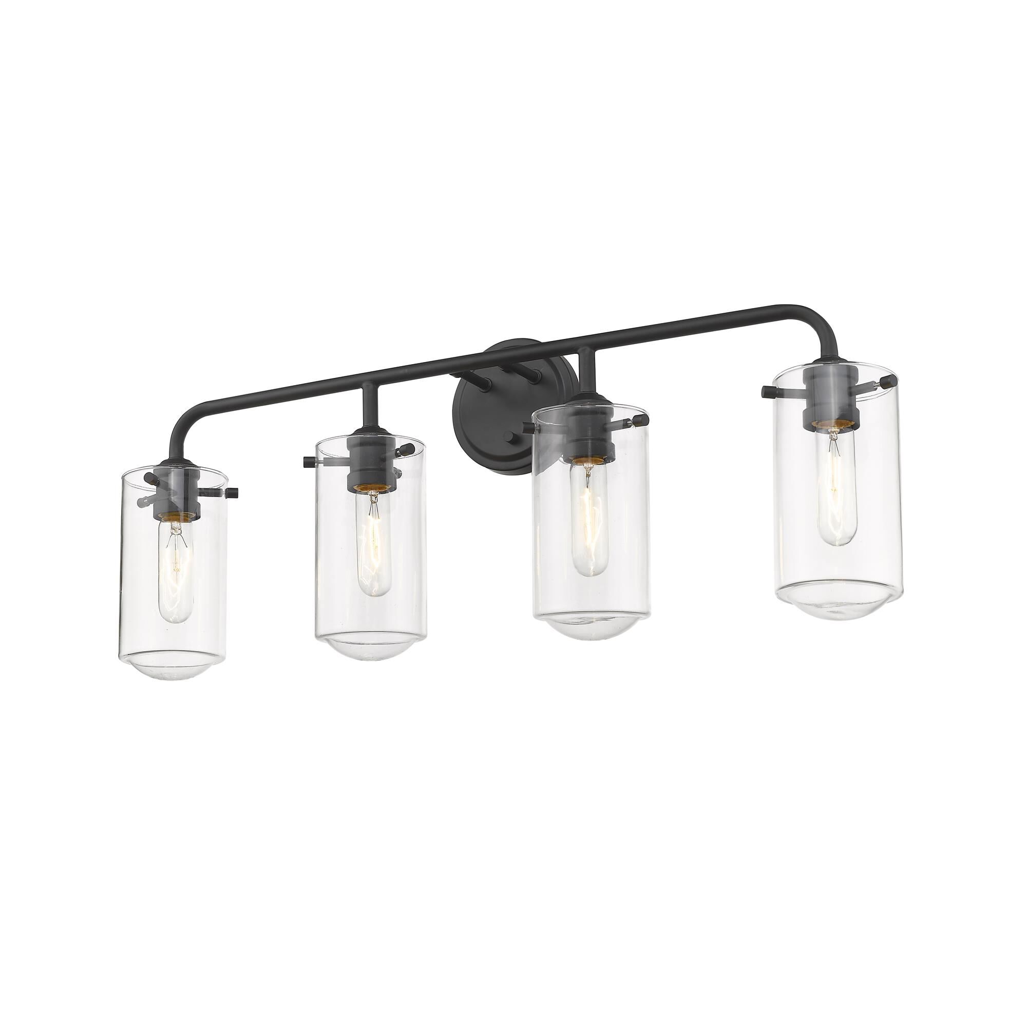 Shown in Matte Black finish and Glass shade