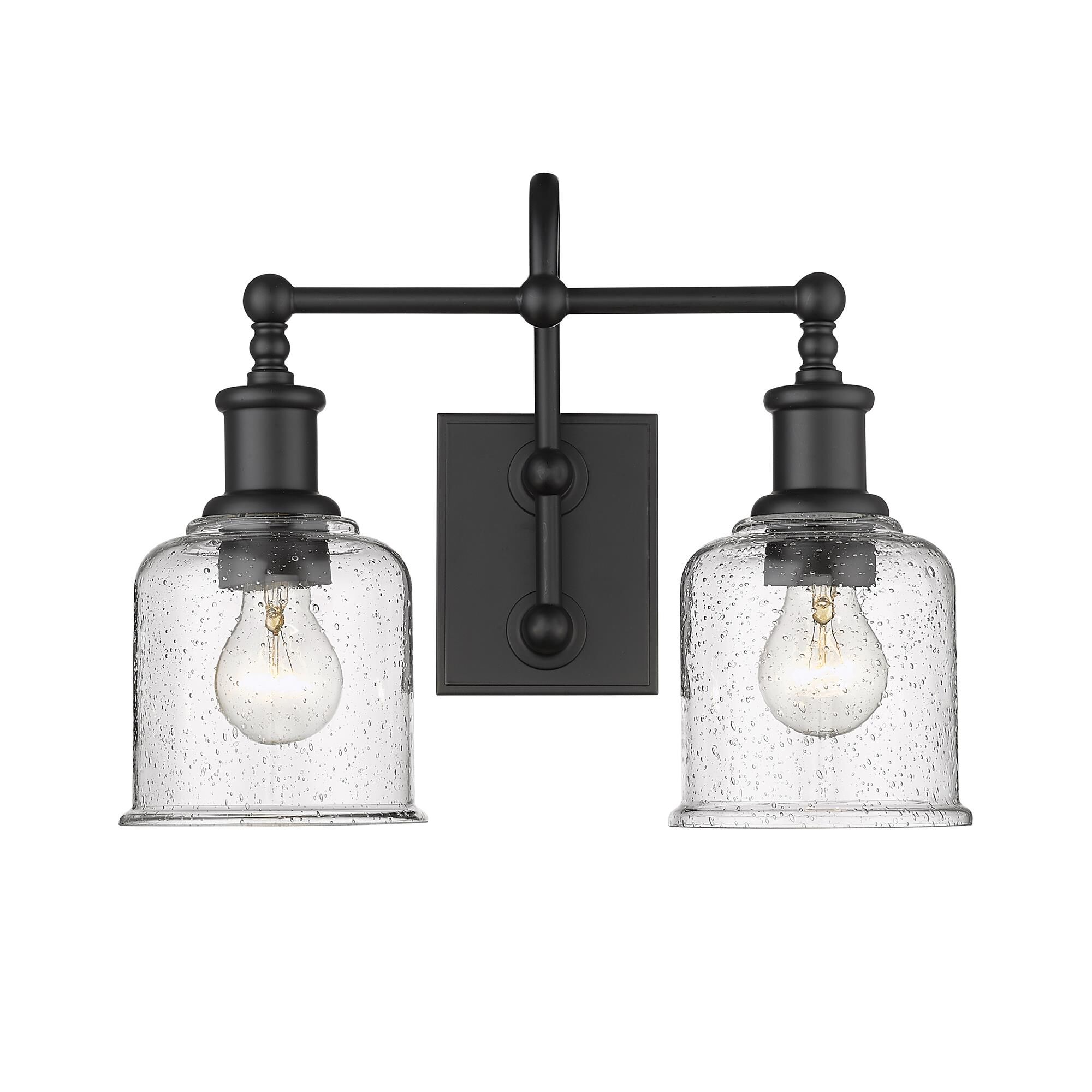 Shown in Matte Black finish and Glass shade