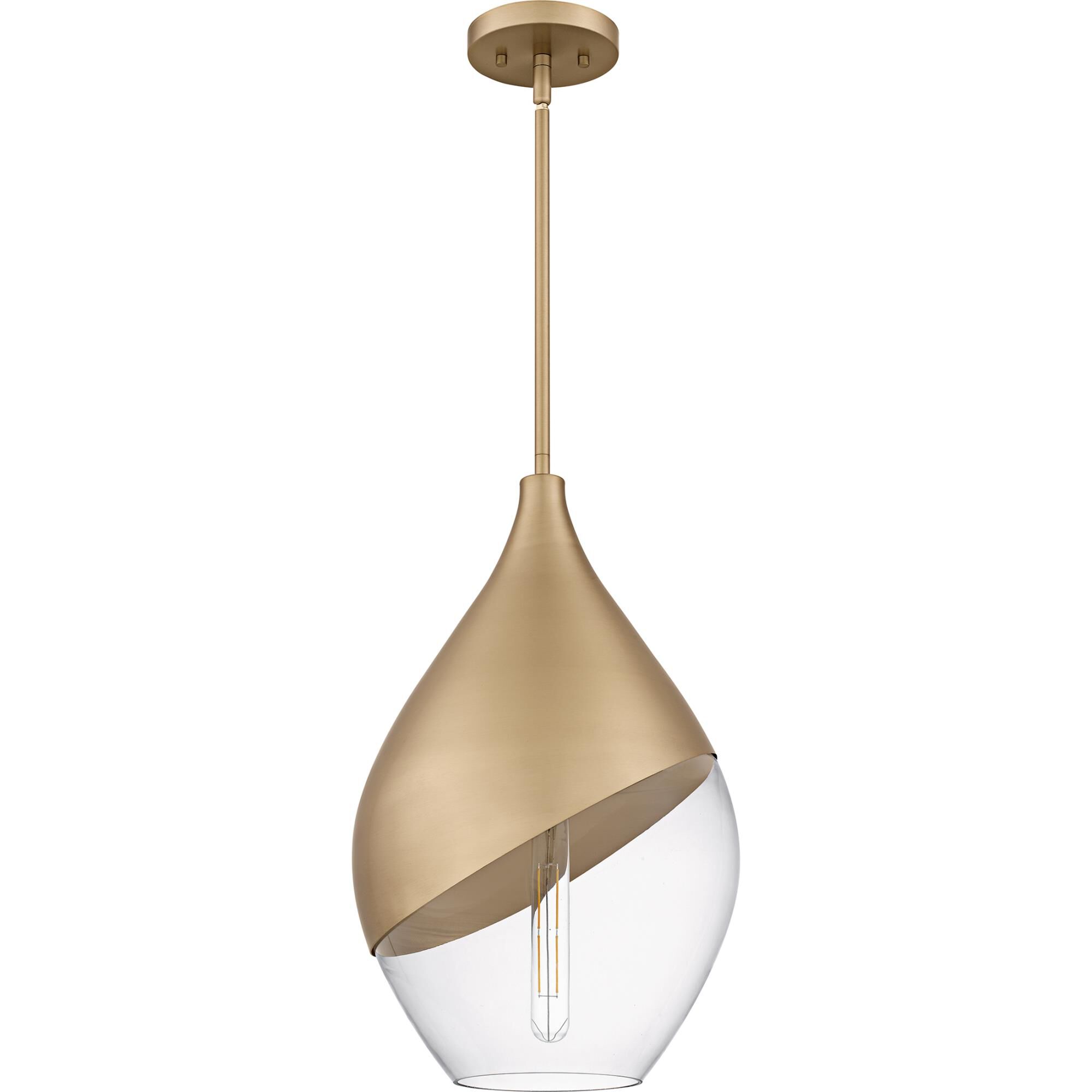 Shown in Bronze Gold finish and Clear Glass shade