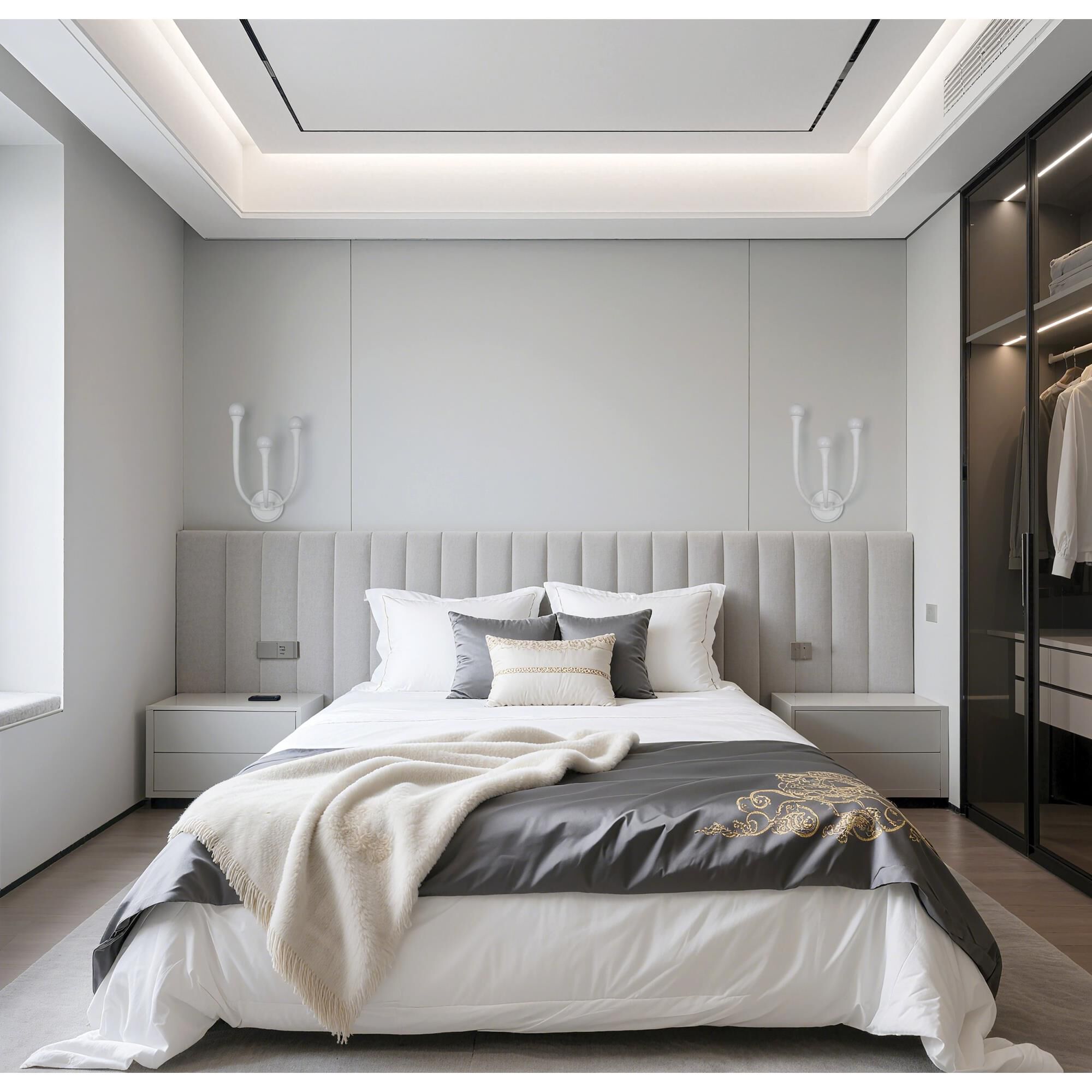 Shown in Plaster White finish and Opal glass