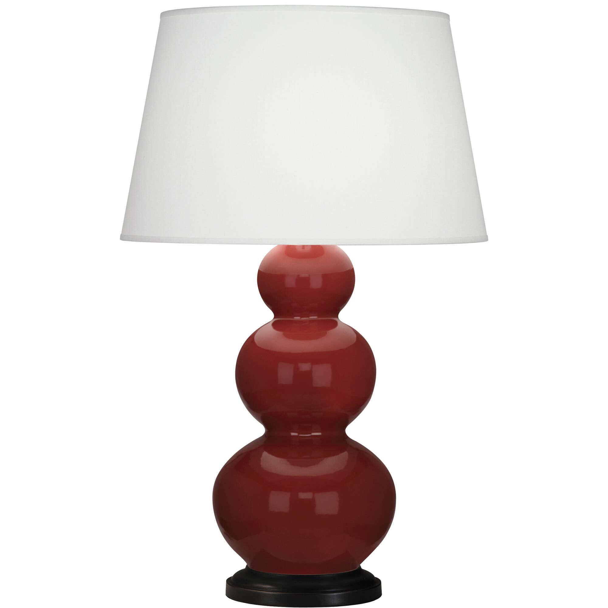 Shown in Oxblood finish and Pearl Dupioni shade and Deep Patina Bronze accent