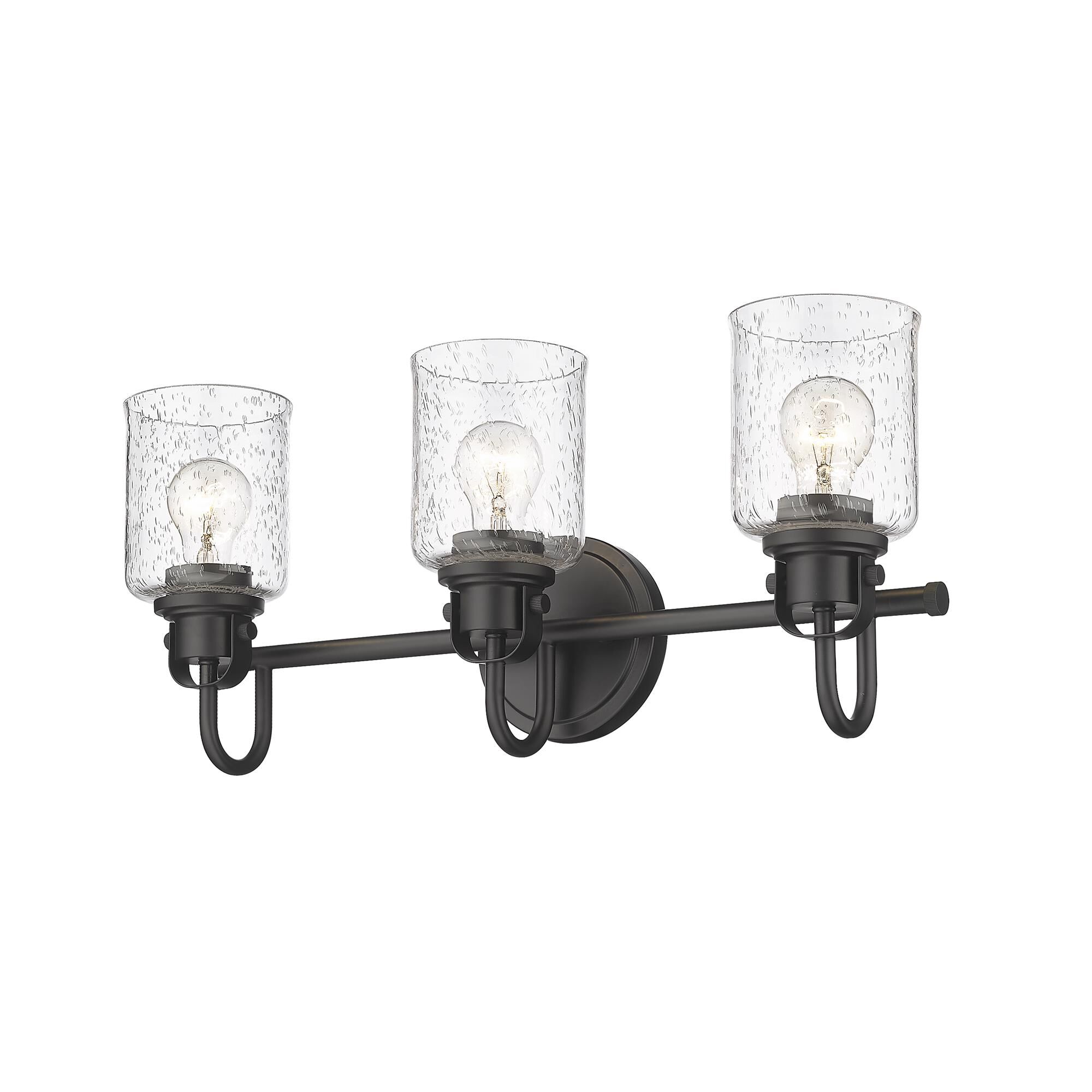 Shown in Matte Black finish and Glass shade
