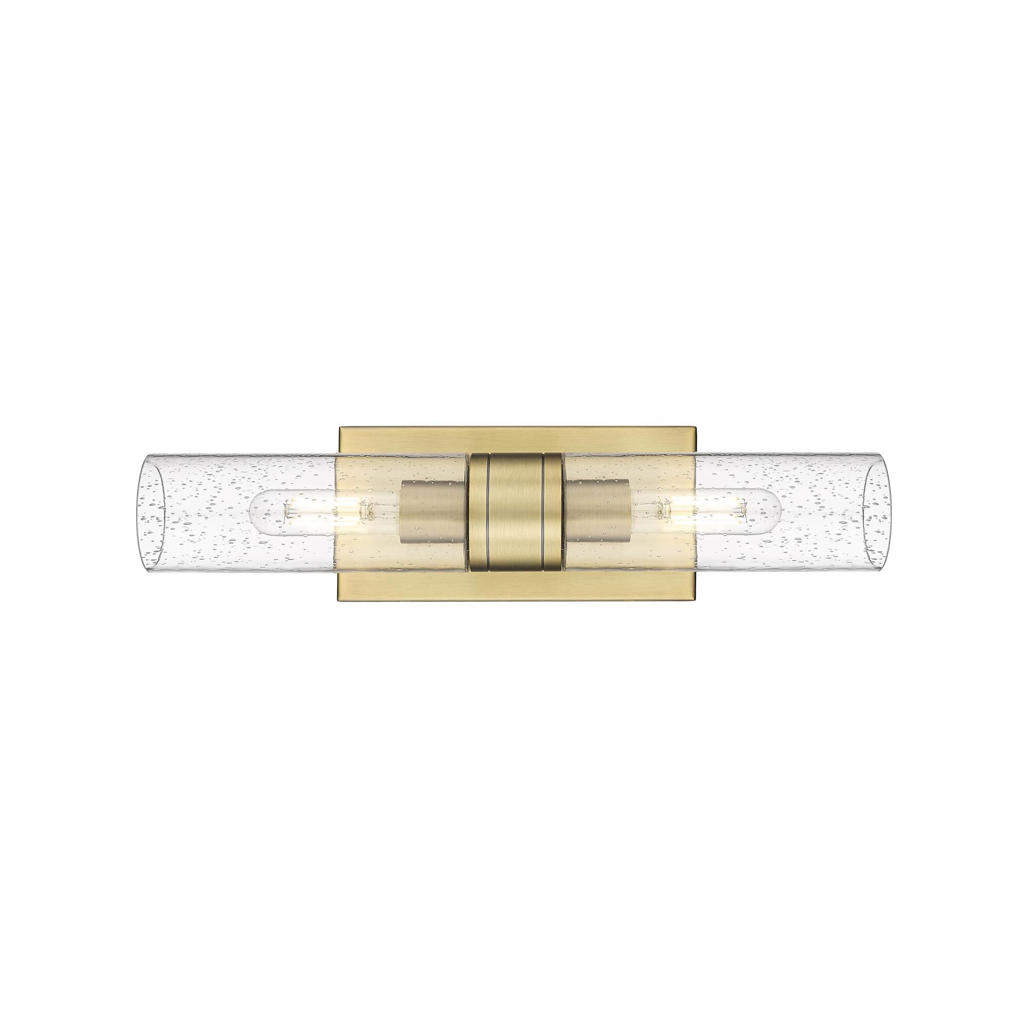Shown in Brushed Brass finish and Seedy glass