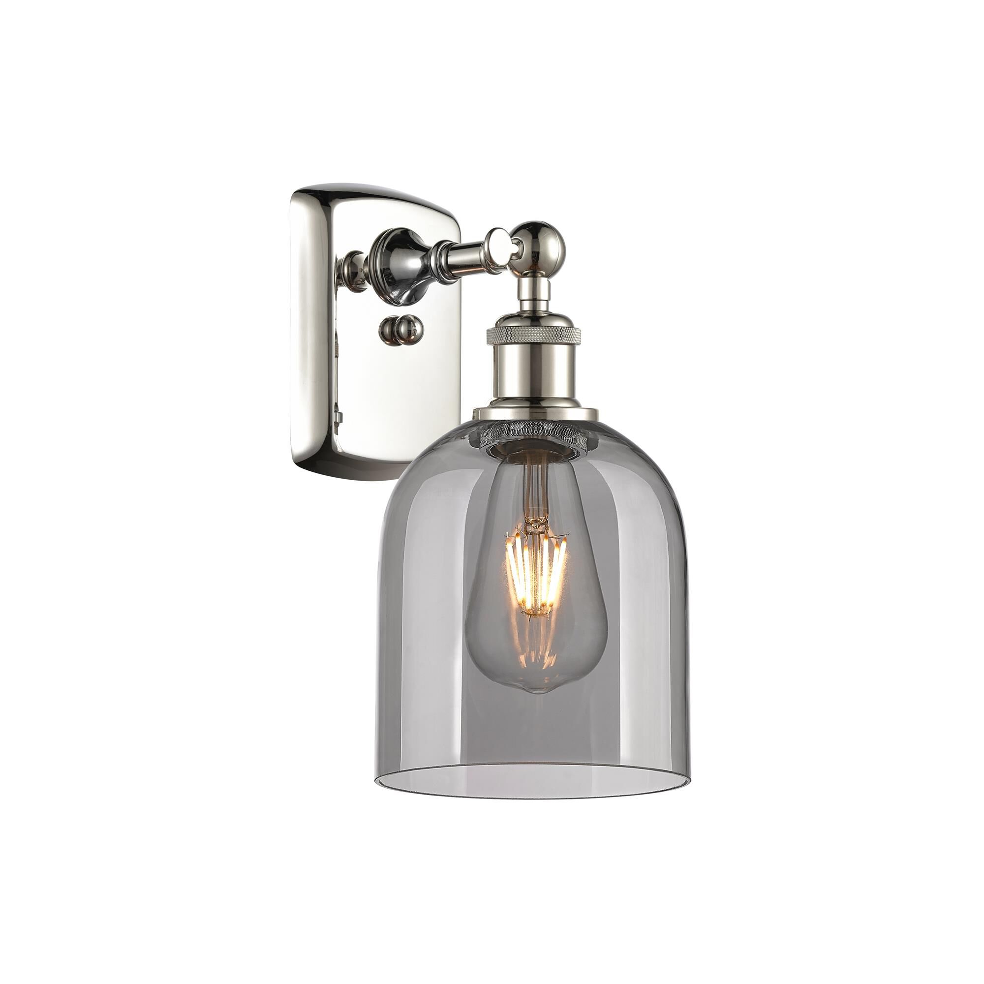 Shown in Polished Nickel finish and Light Smoke glass