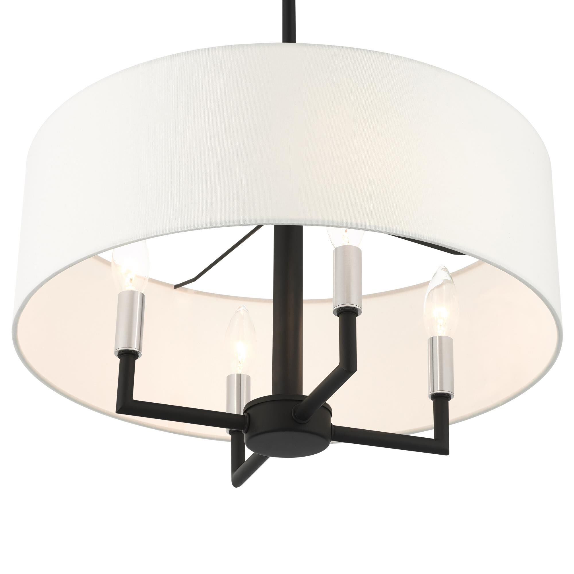 Shown in Black finish and Hand Crafted Hardback  Completely Finished With Off-White Color Fabric Outside and Inside shade
