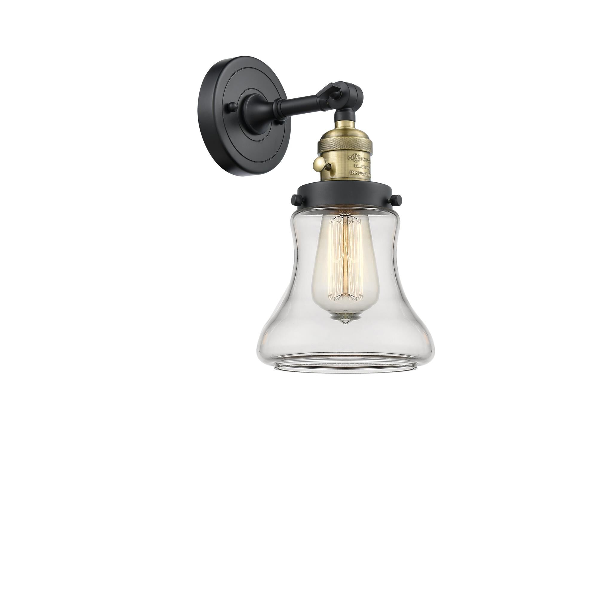 Shown in Black Antique Brass finish and Clear glass