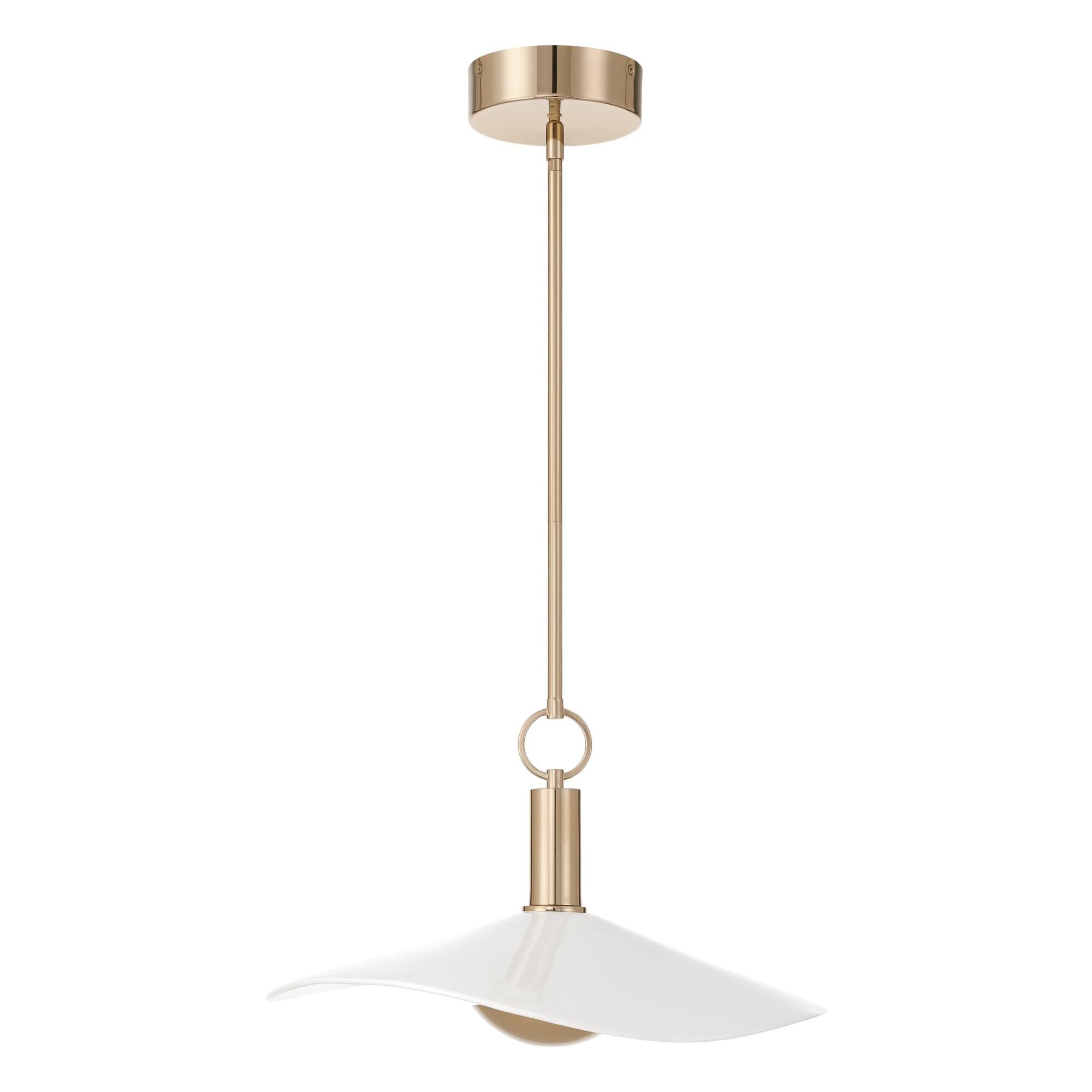 Shown in Polished Gold finish and White Glazed glass